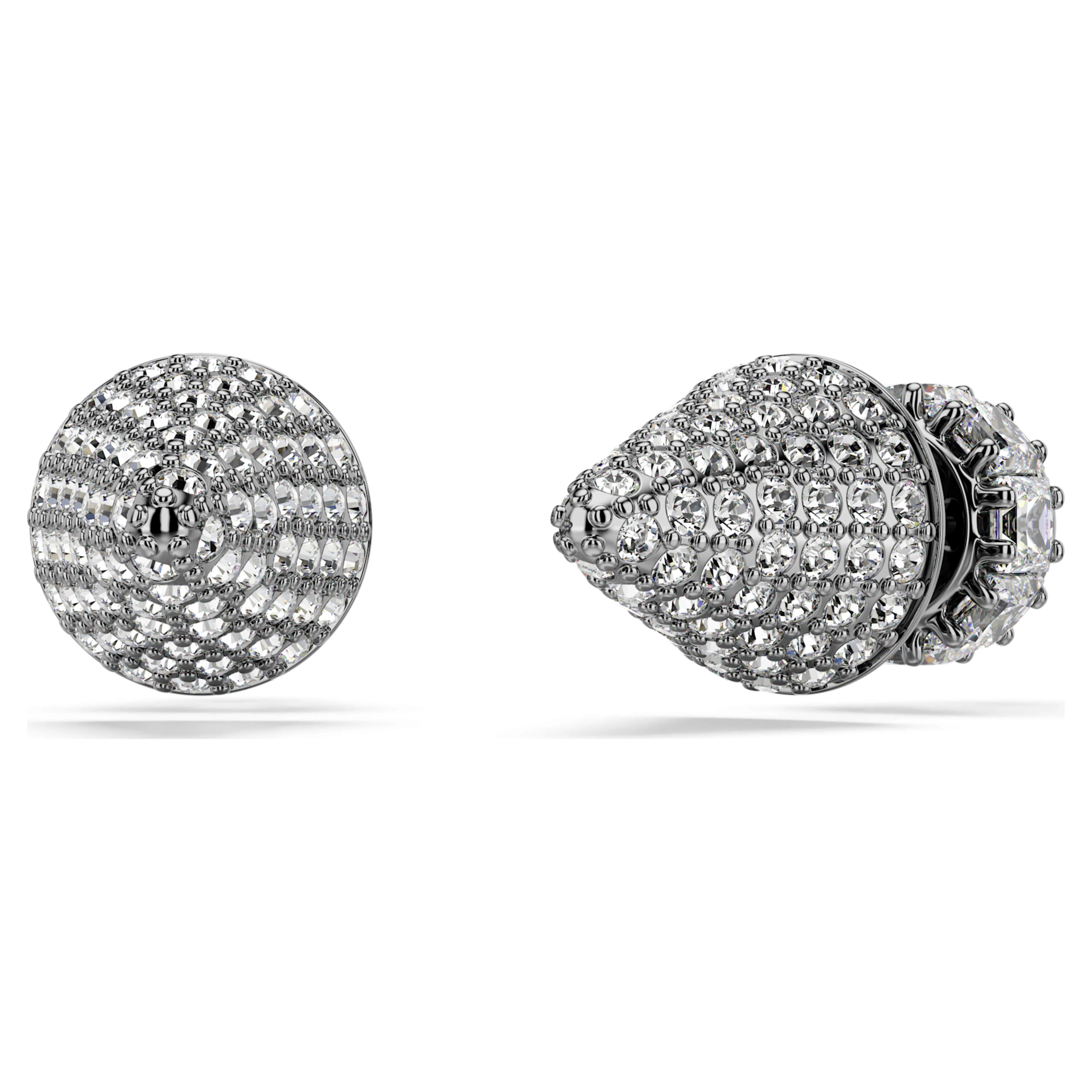 Sublima stud earrings Spike, White, Ruthenium plated - Image 4