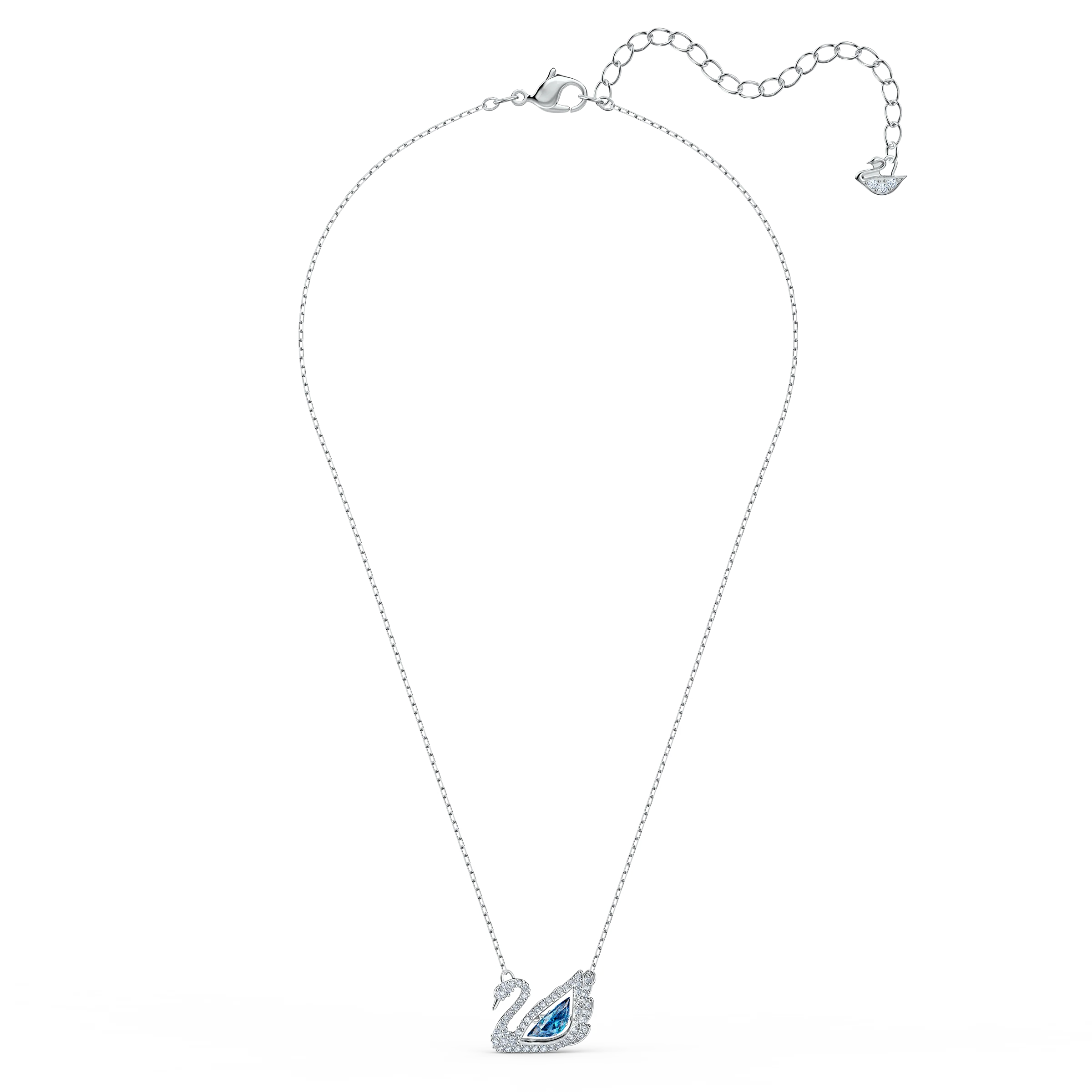 Swan necklace Dancing swan, Blue, Rhodium plated - Image 3