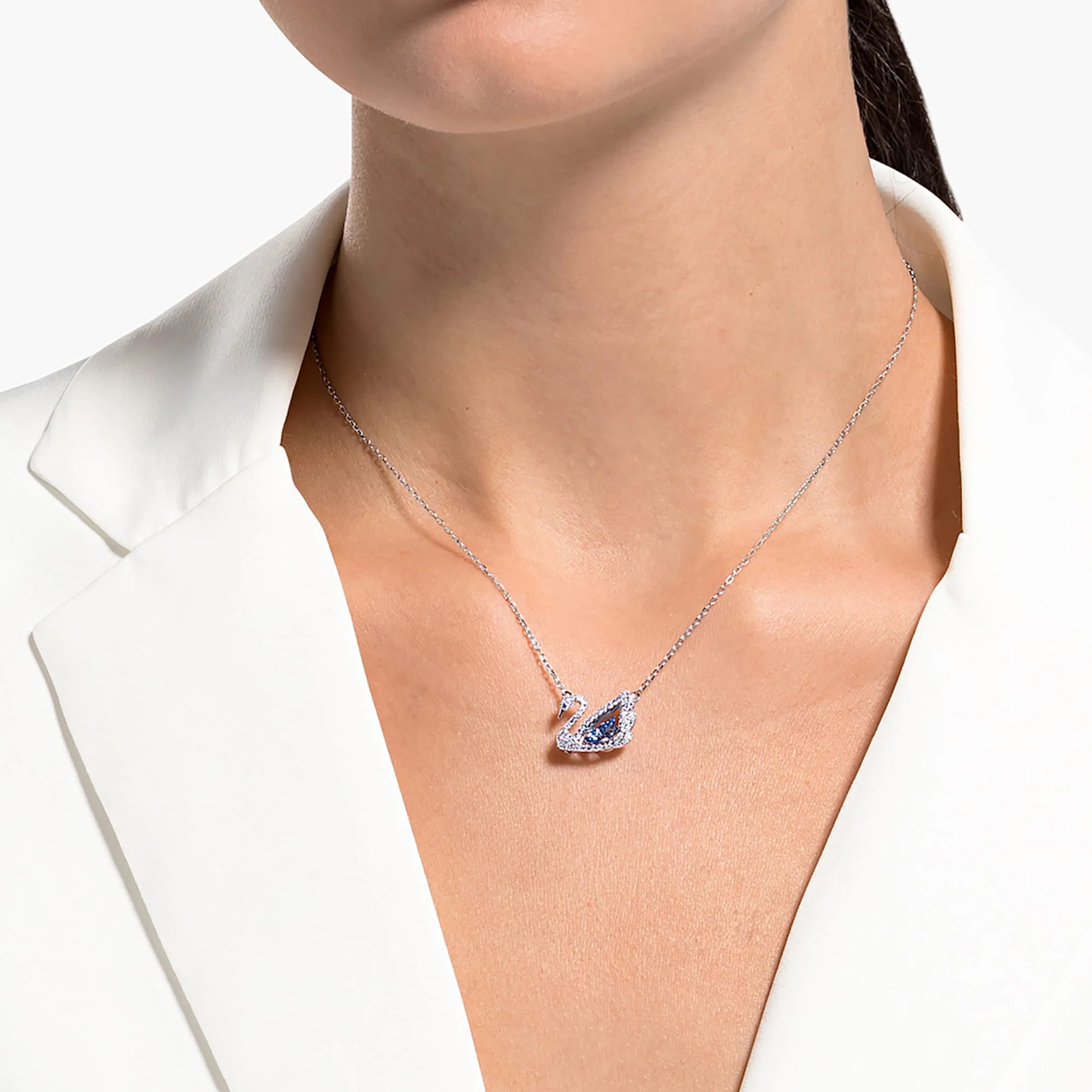 Swan necklace Dancing swan, Blue, Rhodium plated - Image 5