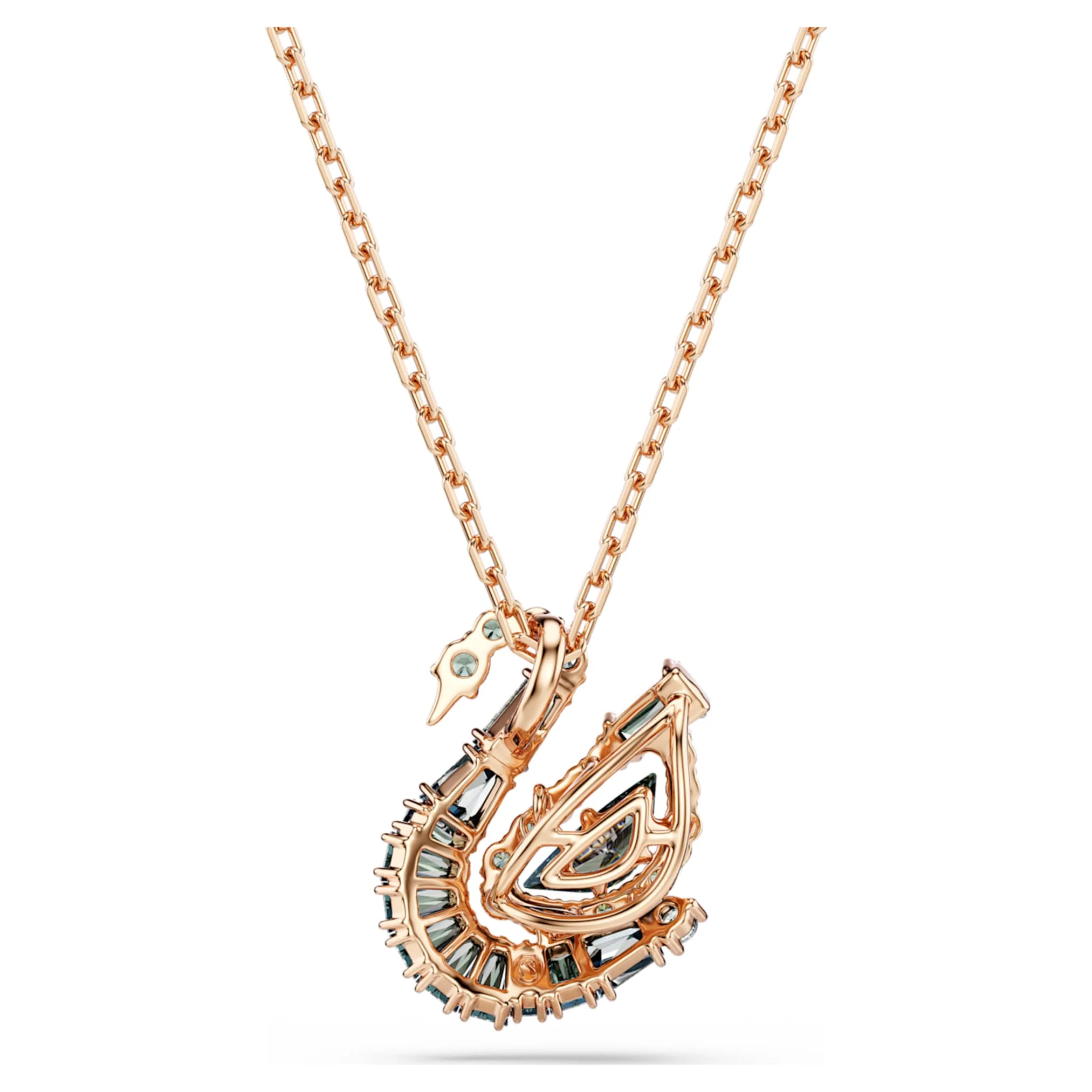 Swan pendant Mixed cuts, Swan, Black, 18K rose gold finish - Image 5