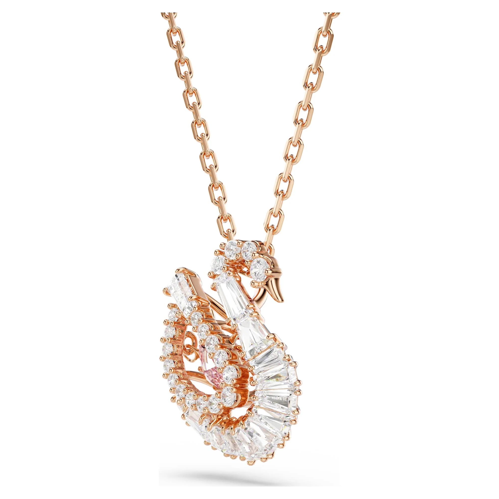 Swan pendant Mixed cuts, Swan, Pink, 18K rose gold finish - Image 3