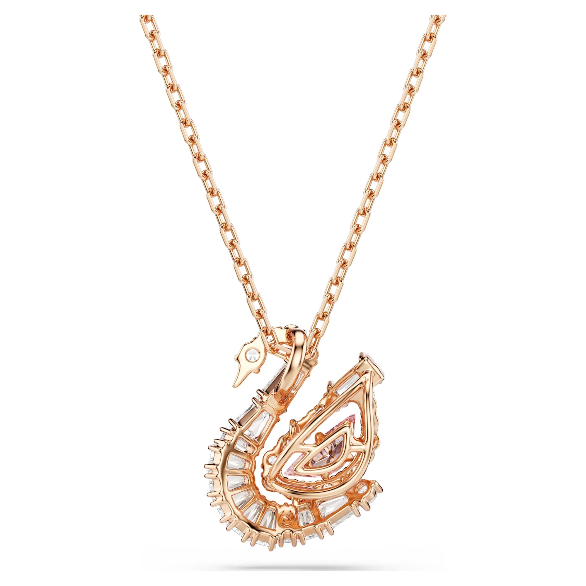 Swan pendant Mixed cuts, Swan, Pink, 18K rose gold finish - Image 5