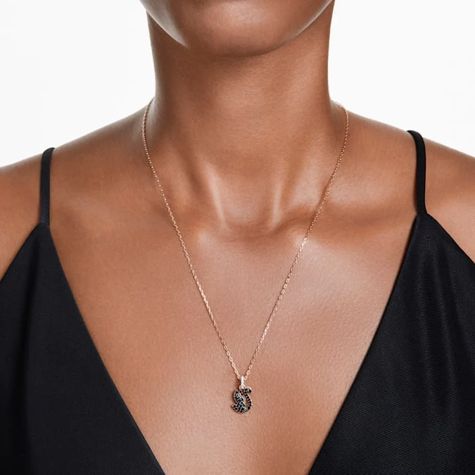 Swan pendant Swan, Small, Black, Rose gold-tone plated - Image 5