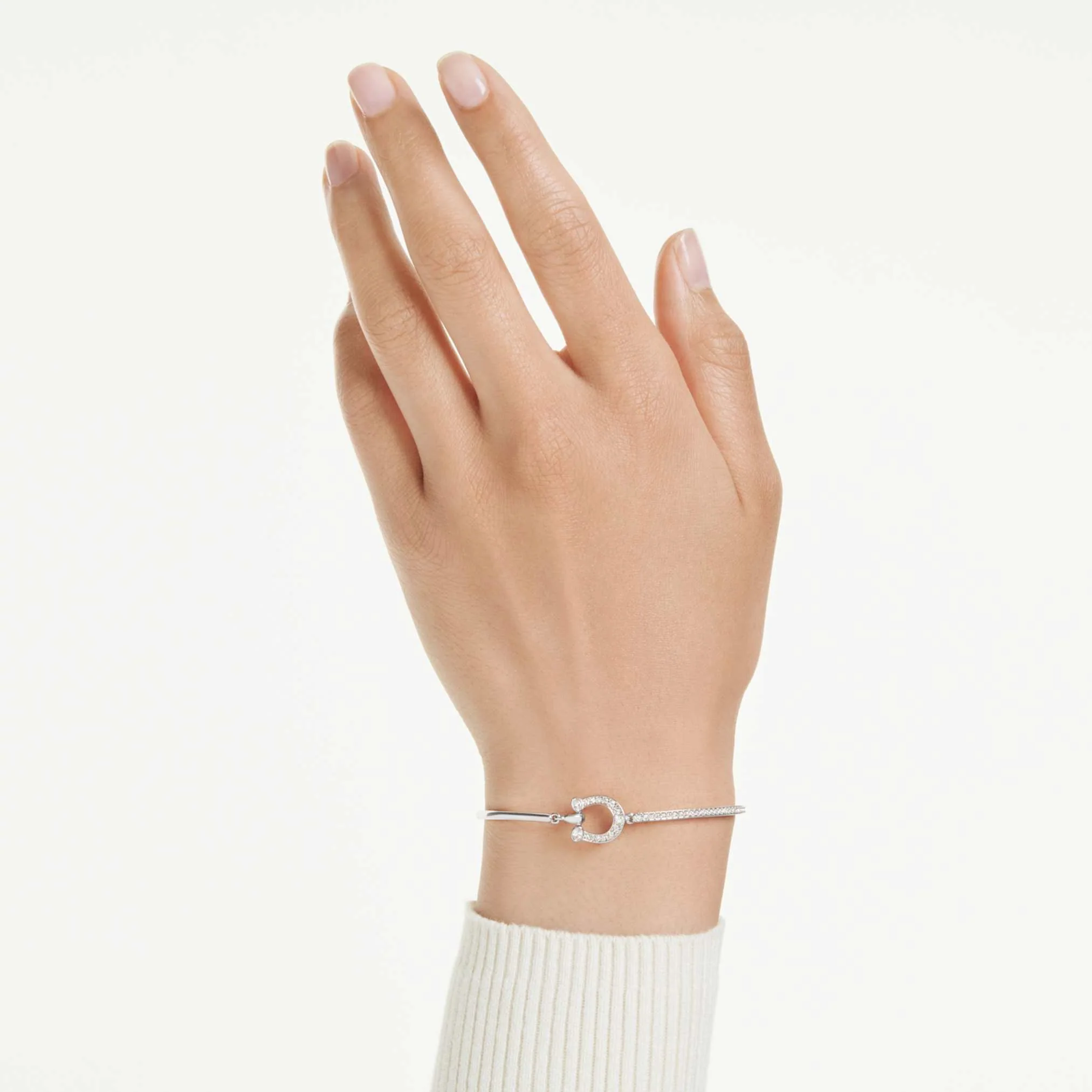 Symbolica bracelet Pavé, Horse shoe, White, Rhodium plated - Image 6