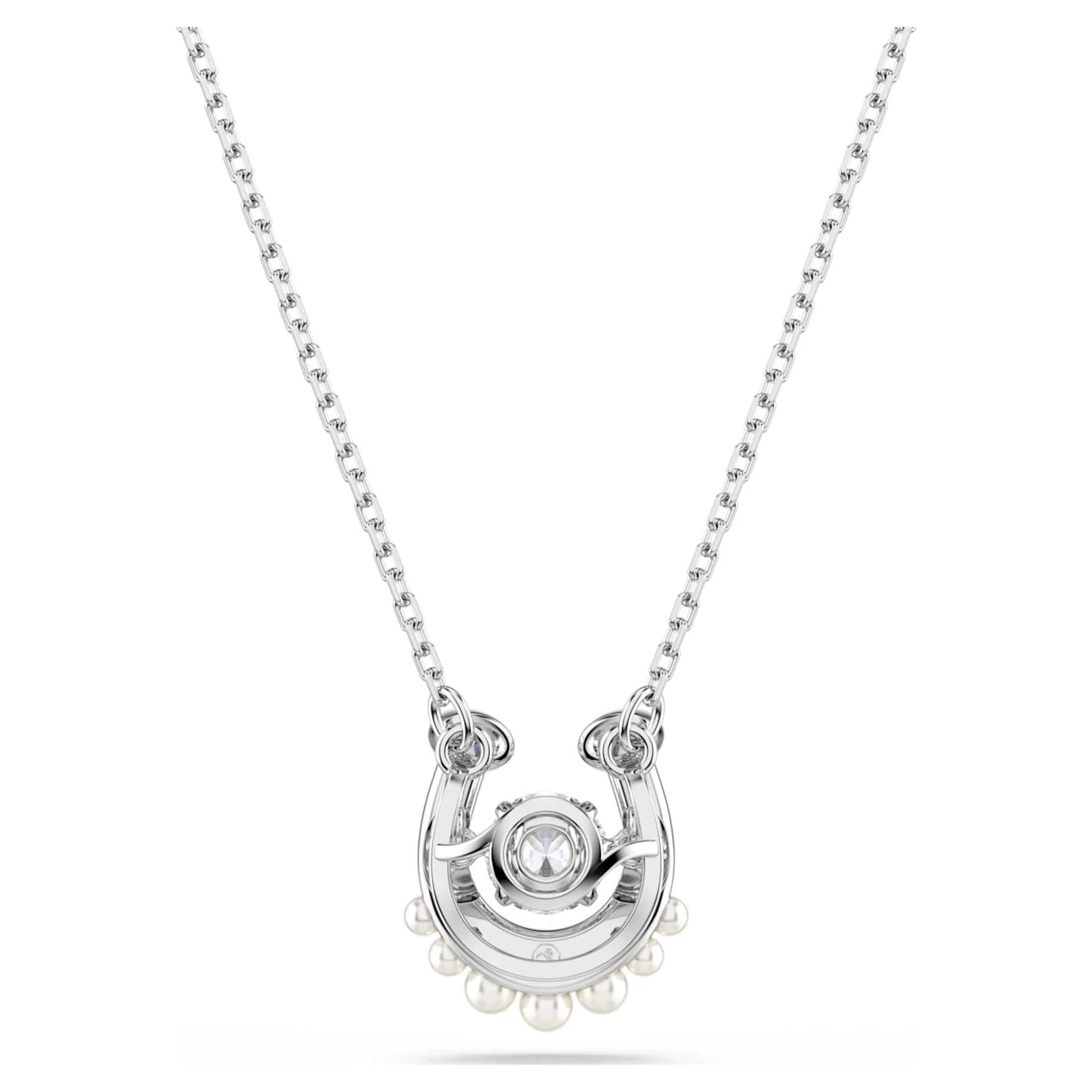 Symbolica pendant Crystal pearl, Round cut, Pavé, Horse shoe, White, Rhodium plated - Image 5