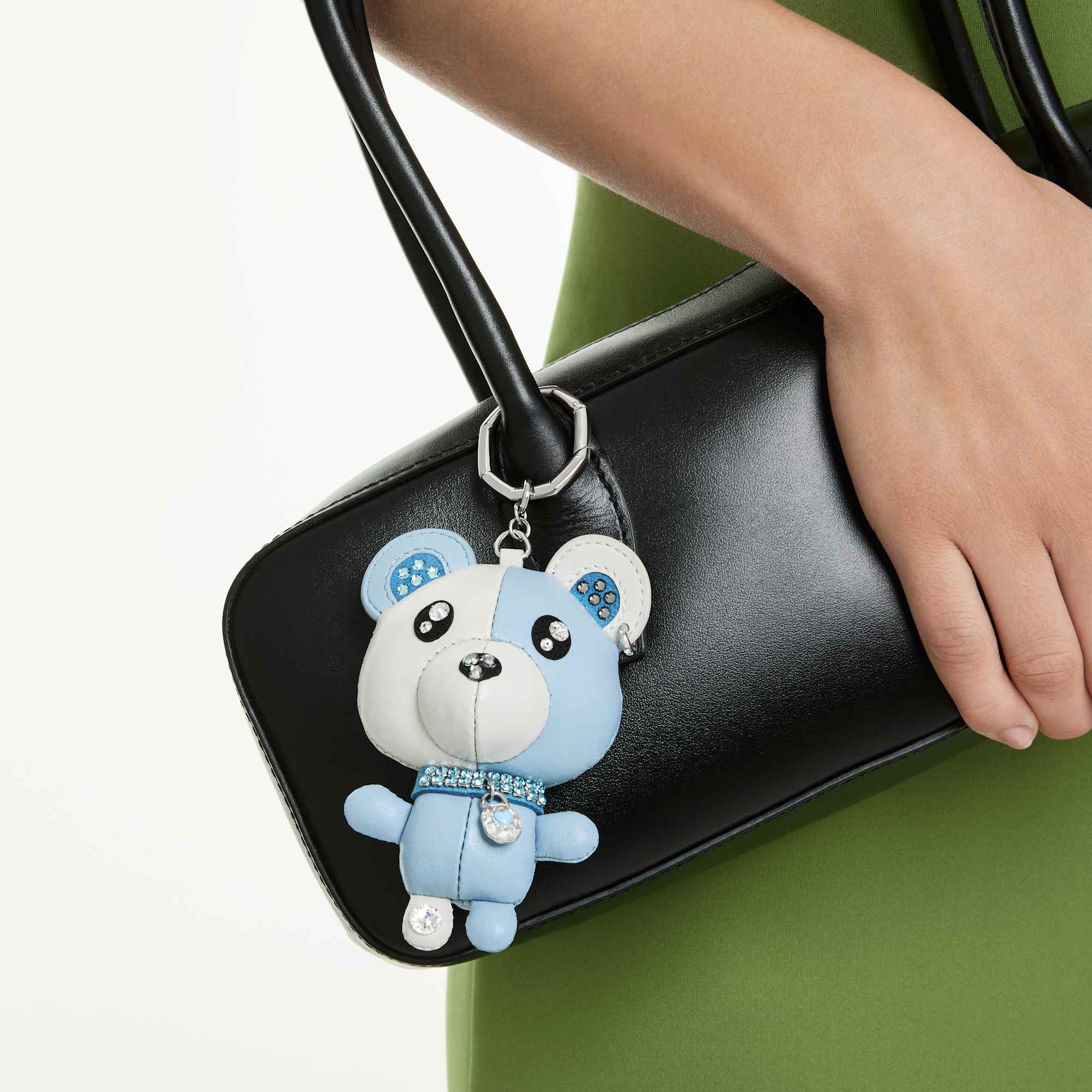 Teddy bag charm Bear, Blue, Rhodium plated - Image 5