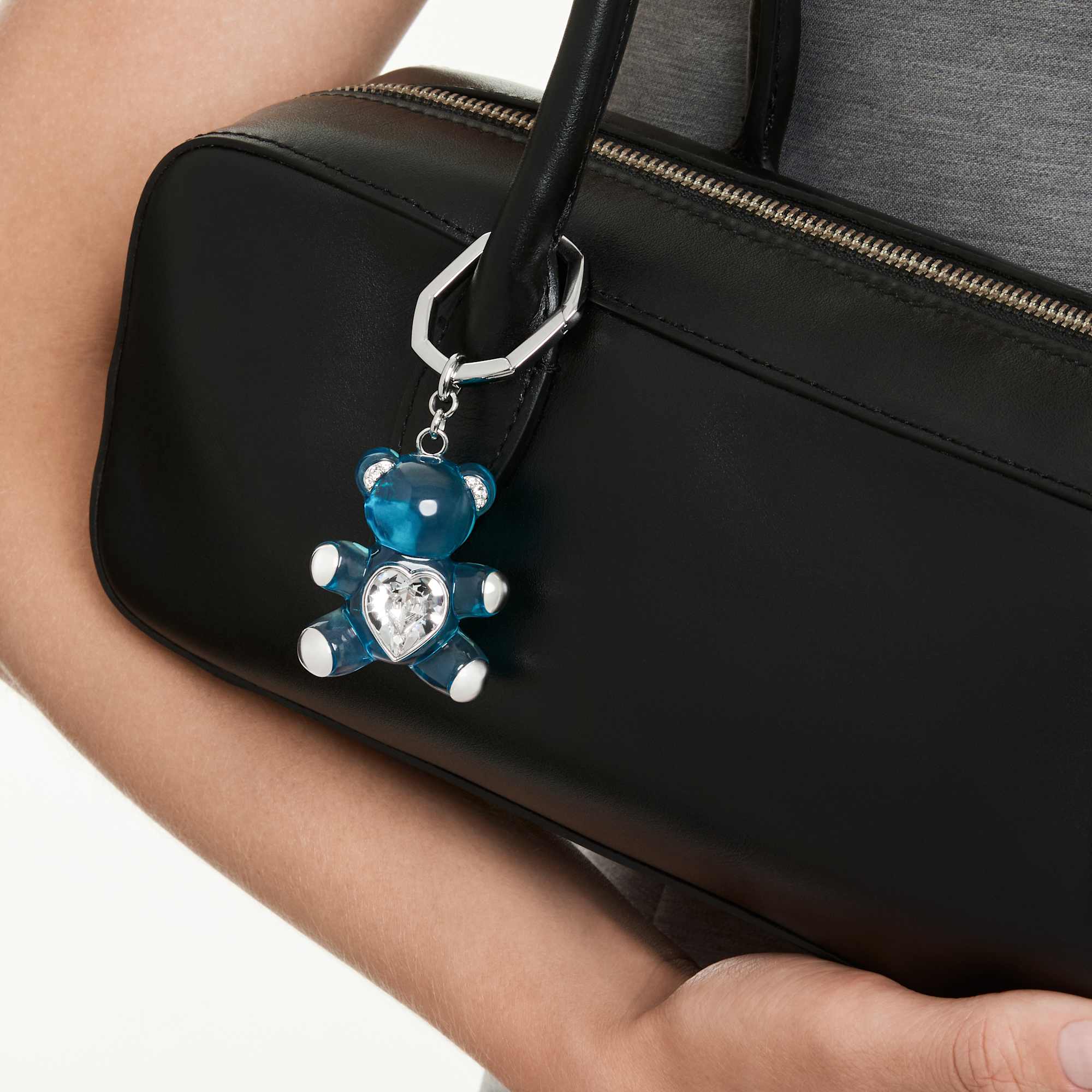 Teddy key ring Bear, Blue, Rhodium plated - Image 6
