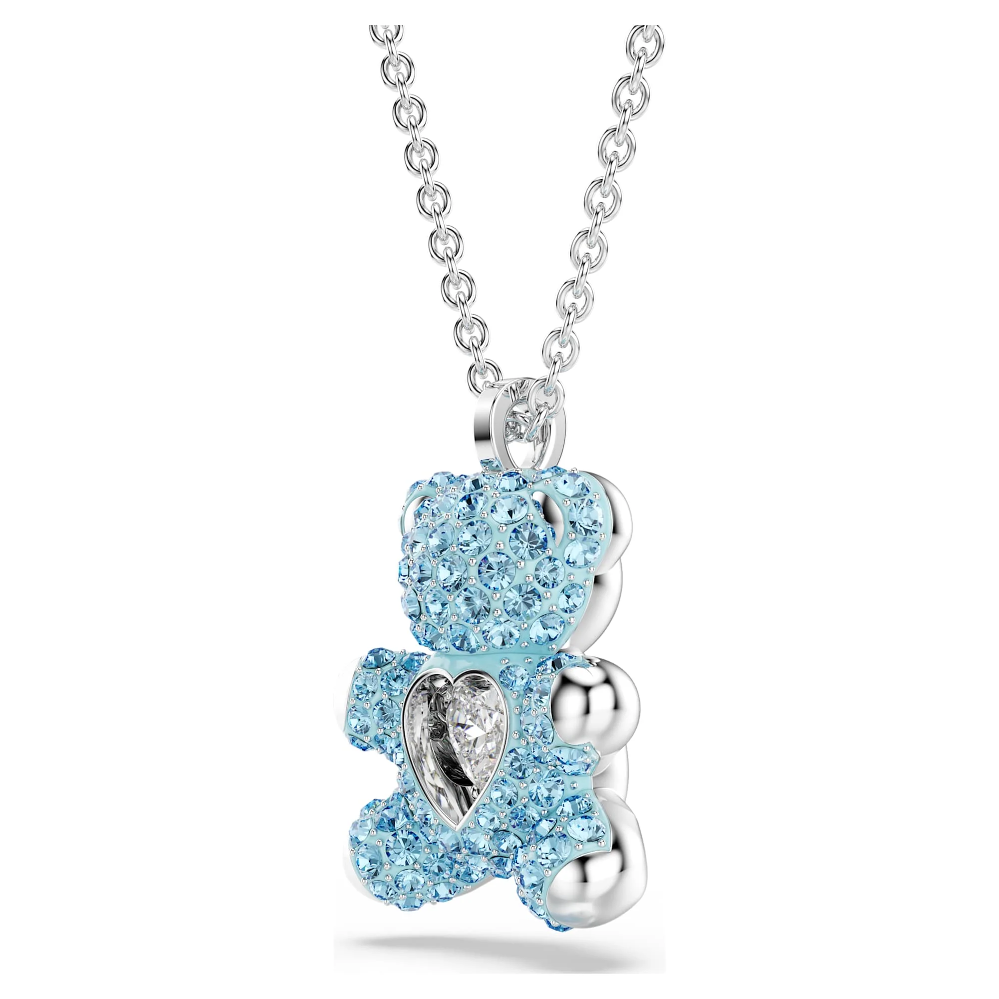 Teddy pendant Bear, Blue, Rhodium plated - Image 3