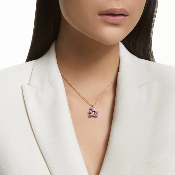 Teddy pendant Pink, Rose gold-tone plated - Image 6