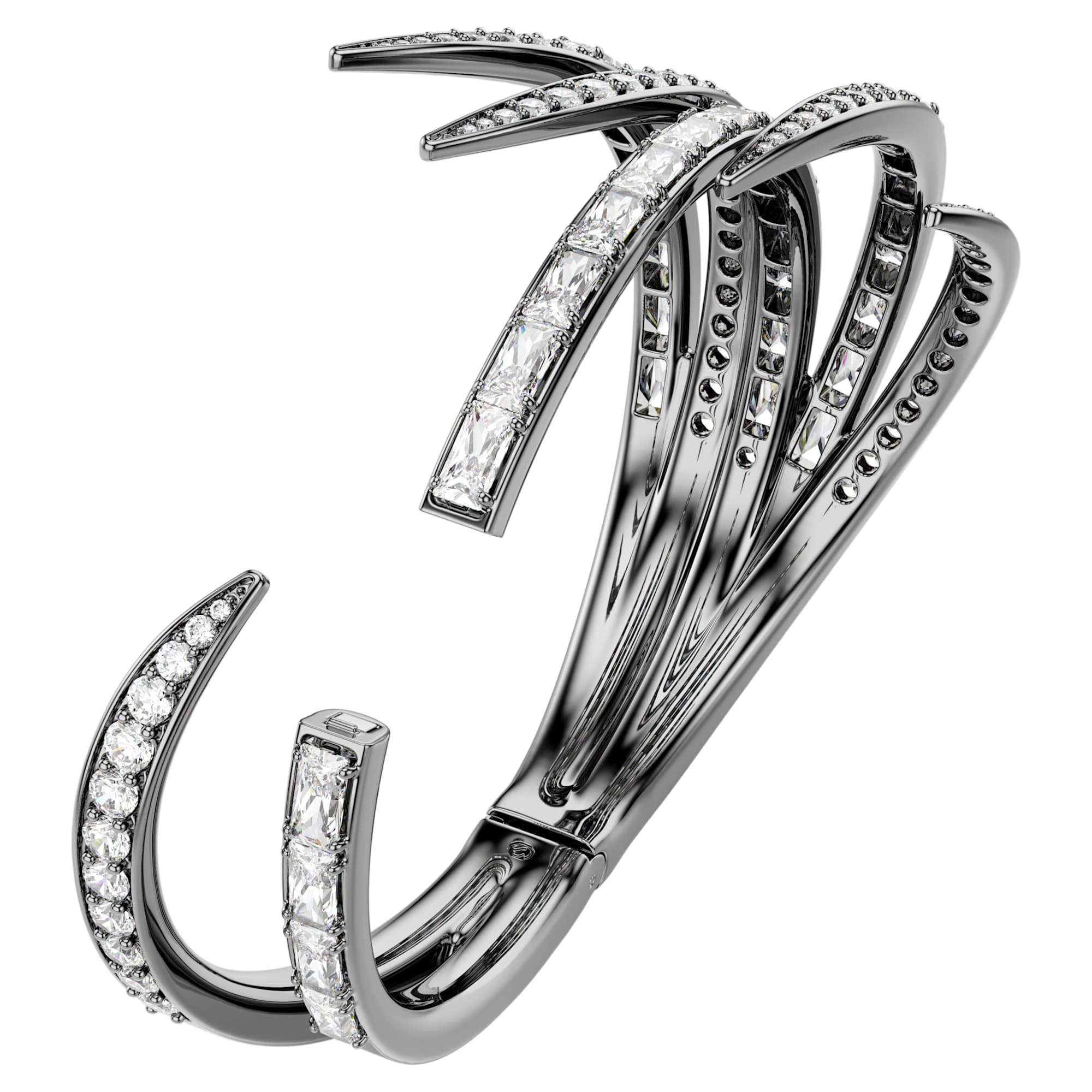The Vienna Collection bangle Feather, White, Ruthenium plated - Image 3