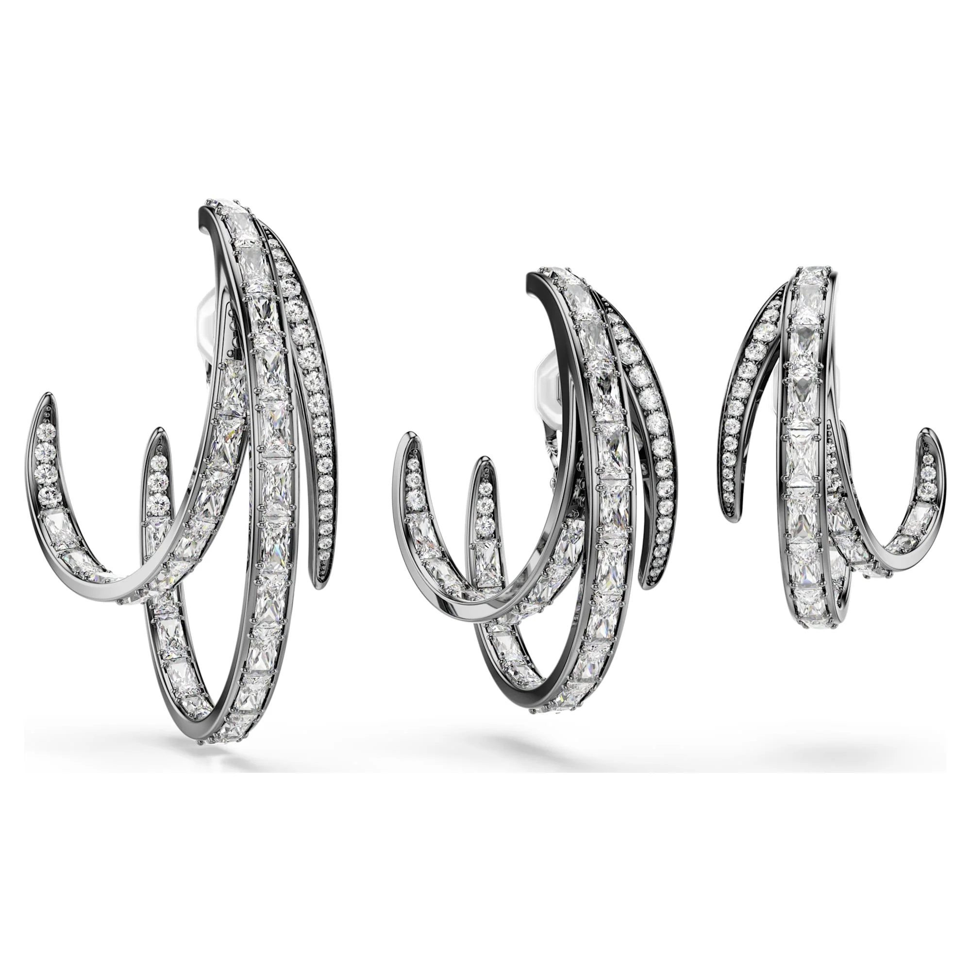 The Vienna Collection ear cuff set (3) Feather, White, Ruthenium plated - Image 3