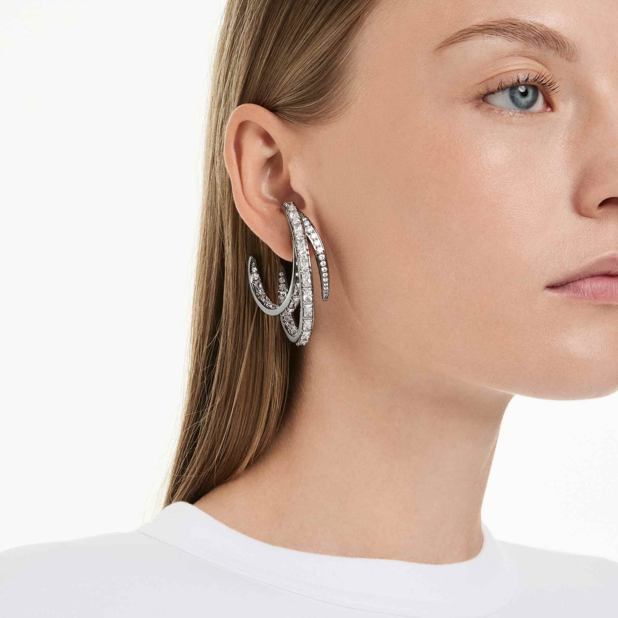The Vienna Collection ear cuff set (3) Feather, White, Ruthenium plated - Image 7