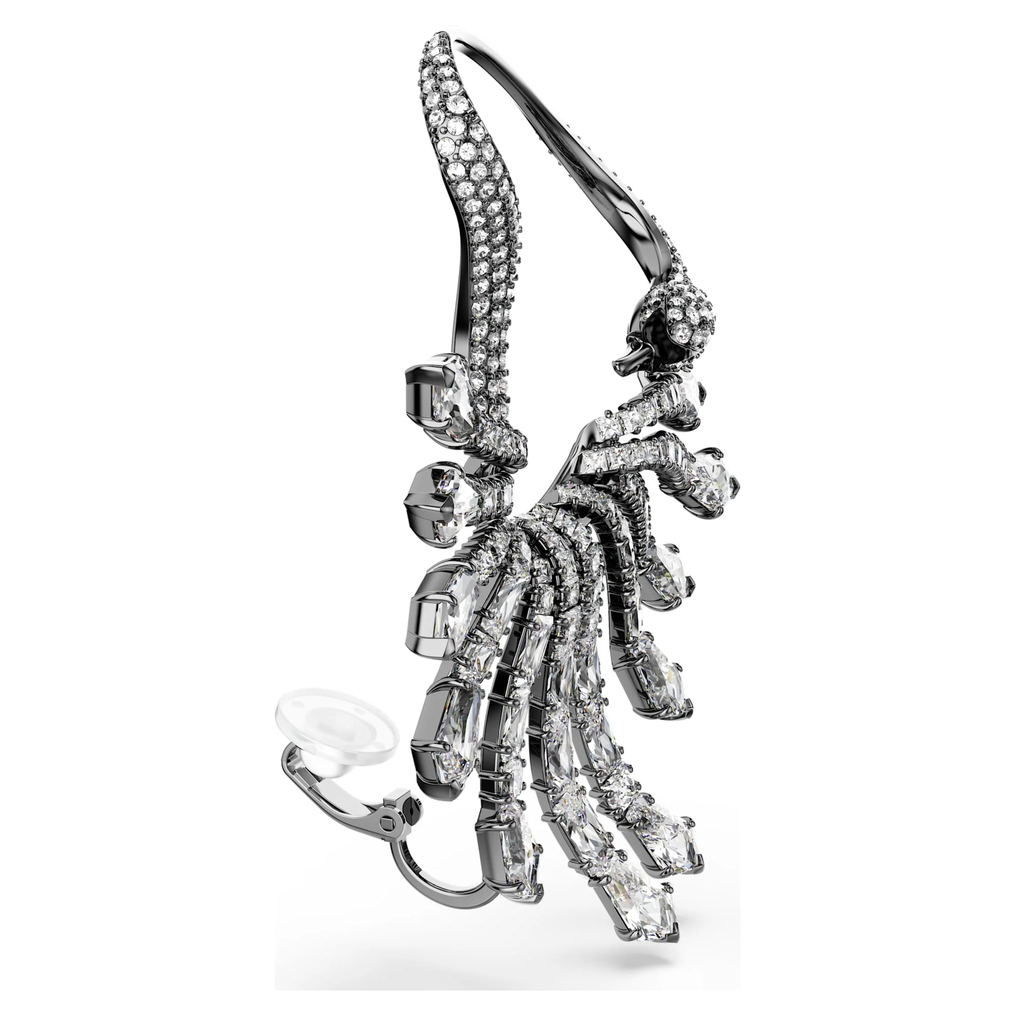 The Vienna Collection ear cuff Swan, White, Ruthenium plated - Image 3