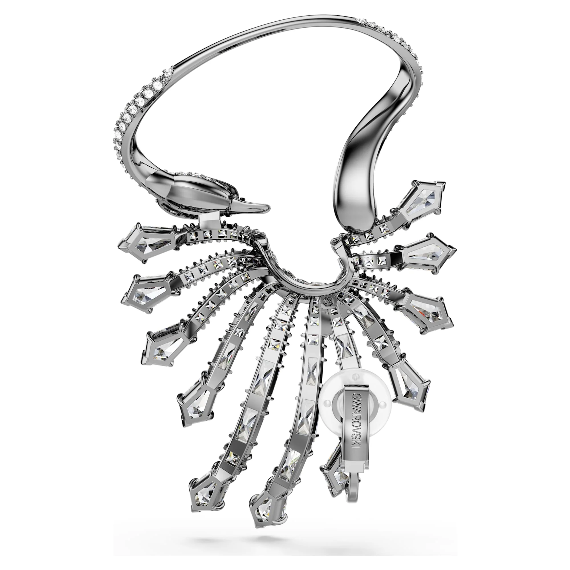 The Vienna Collection ear cuff Swan, White, Ruthenium plated - Image 4