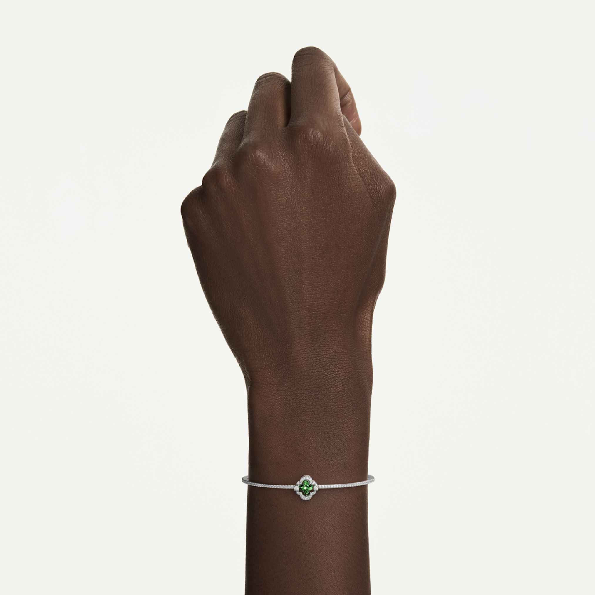 Una Angelic bangle Mixed cuts, Green, Rhodium plated - Image 5