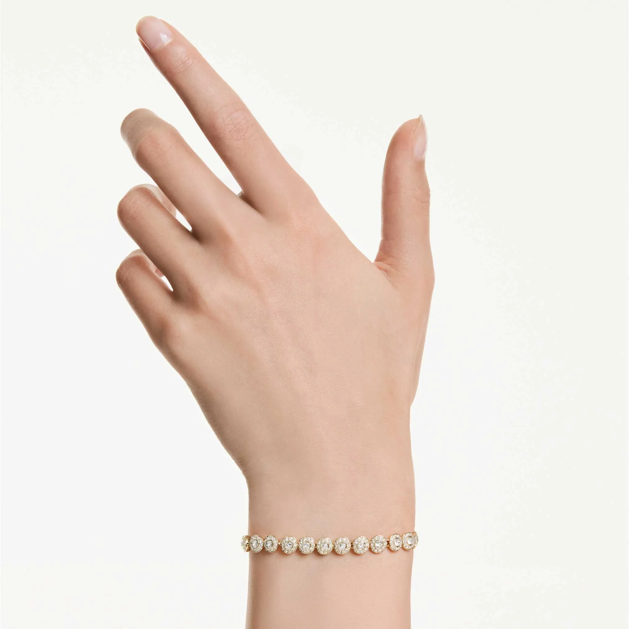Una Angelic bracelet Round cut, White, Gold-tone plated - Image 6