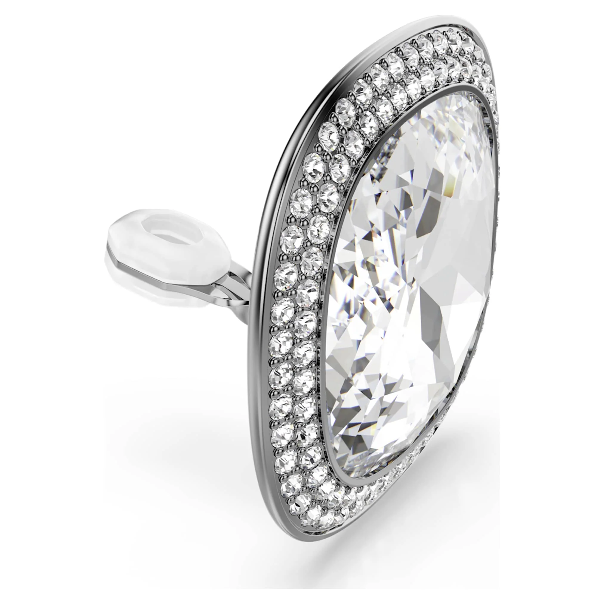 Una Angelic clip earrings Cushion cut, White, Ruthenium plated - Image 3