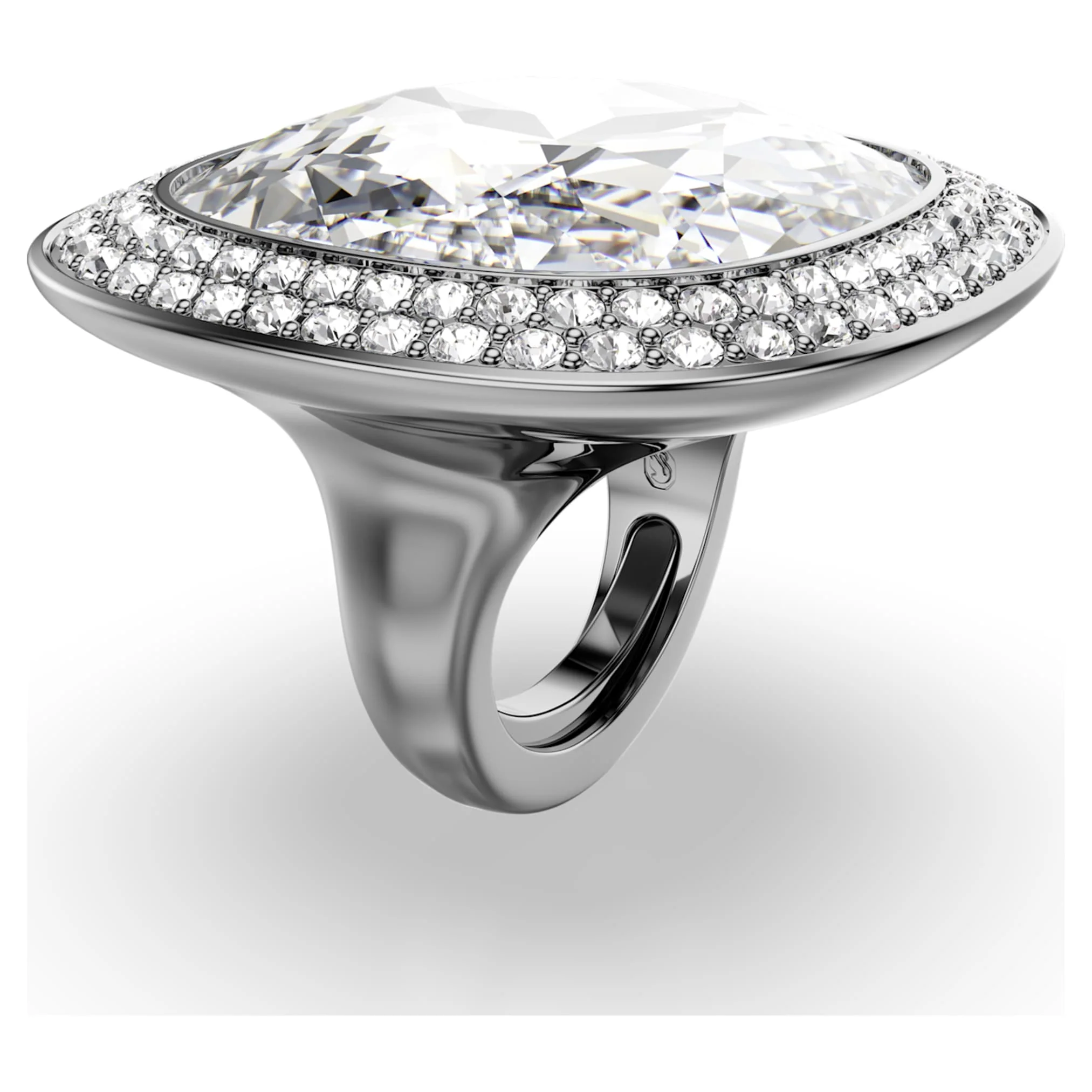 Una Angelic cocktail ring Cushion cut, White, Ruthenium plated - Image 2