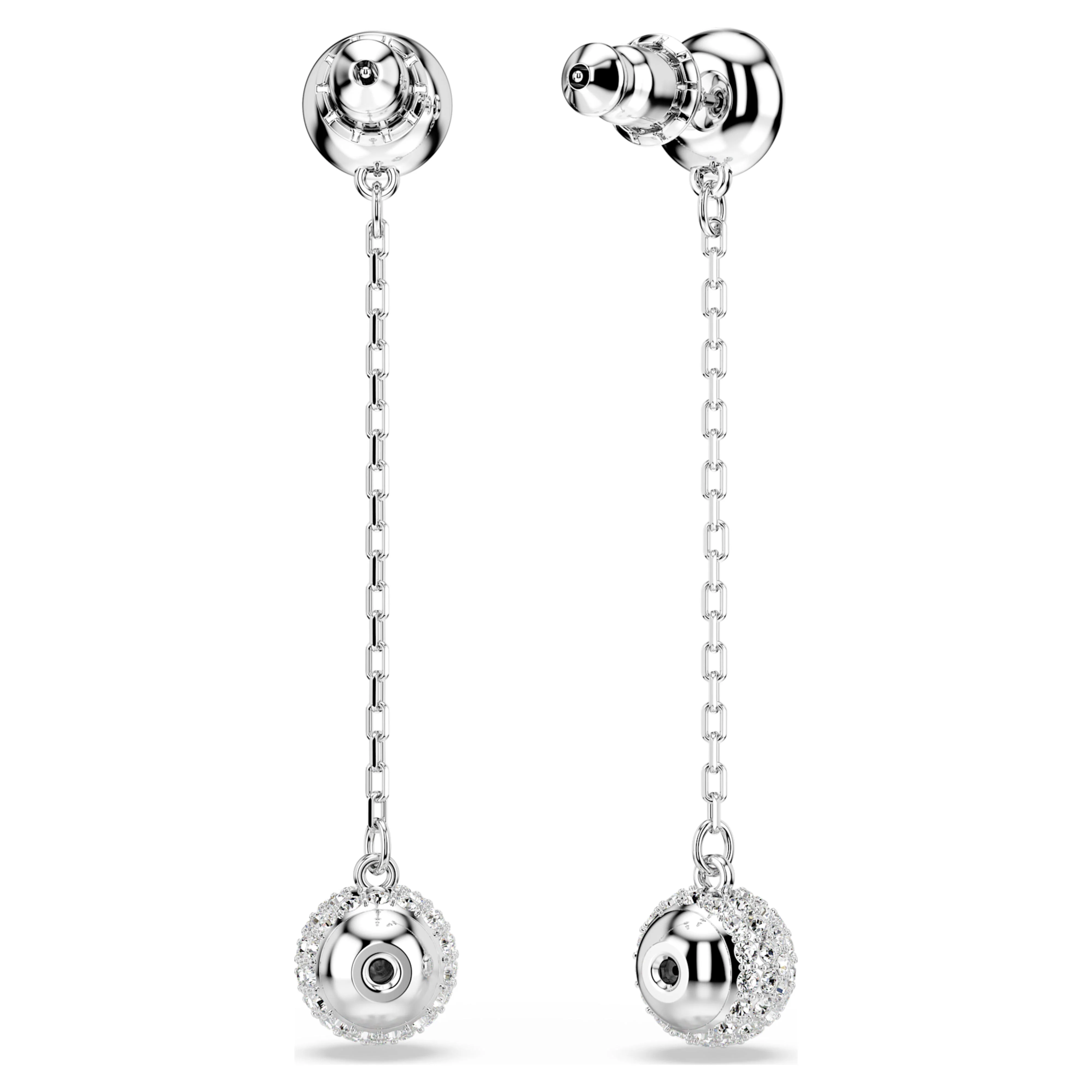Una Angelic drop earrings Round cut, White, Rhodium plated - Image 6