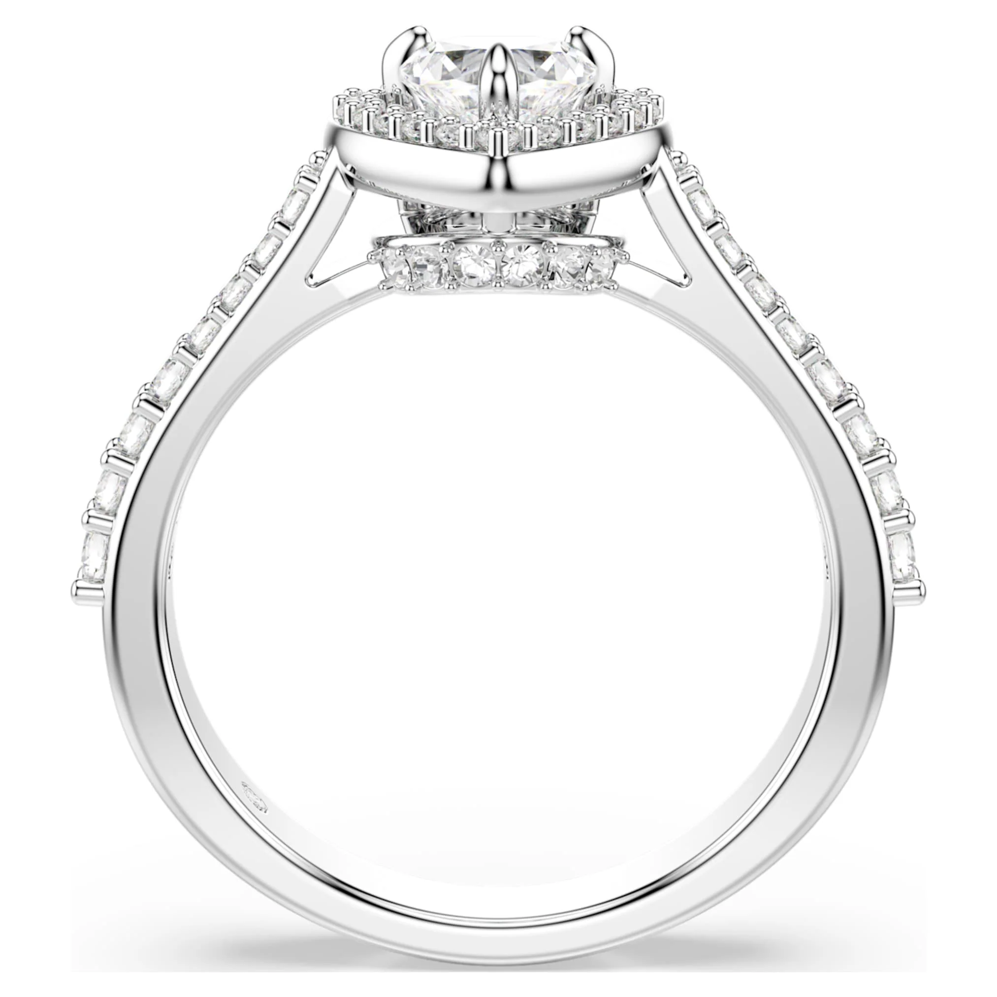 Una Angelic motif ring Mixed cuts, Heart, White, Rhodium plated - Image 3