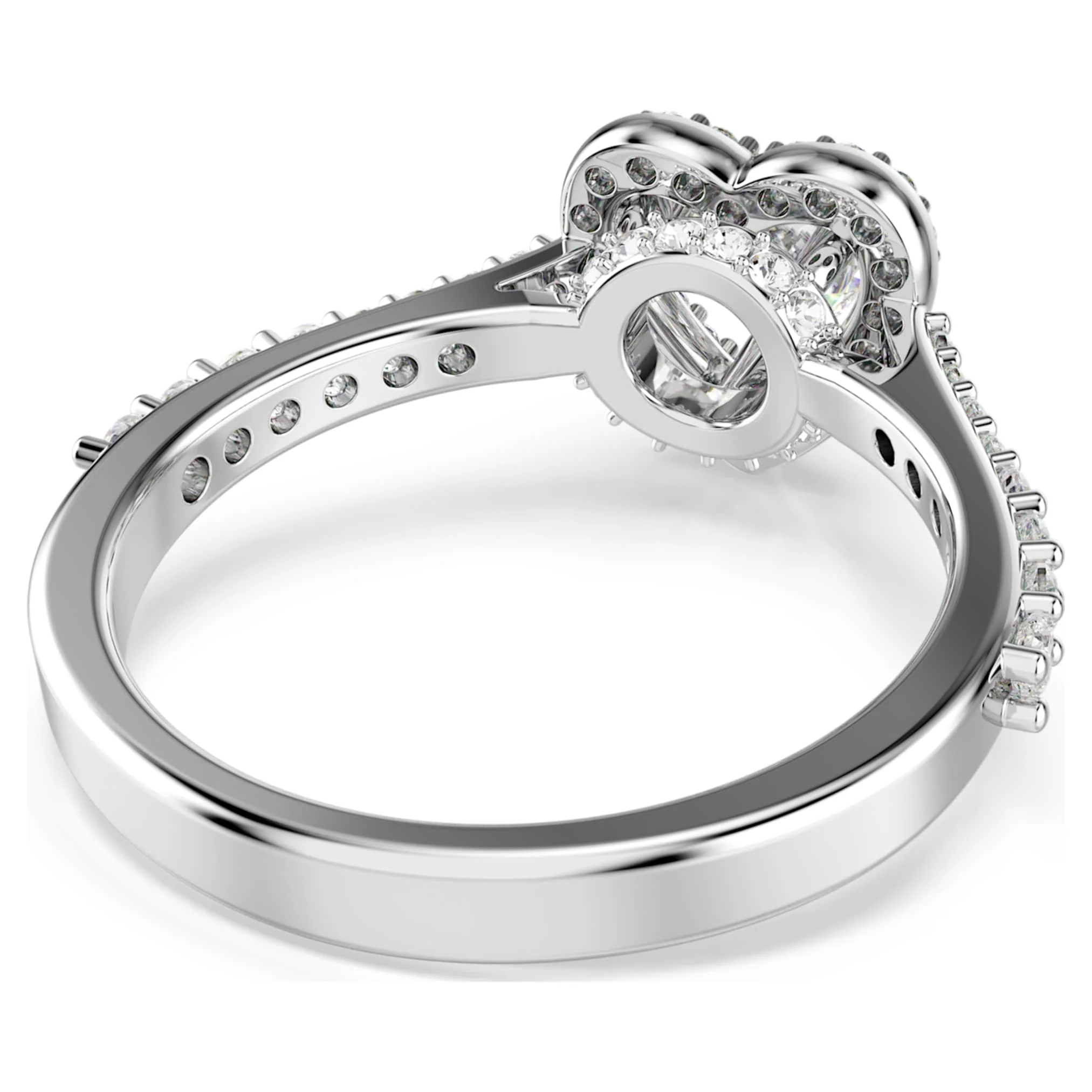 Una Angelic motif ring Mixed cuts, Heart, White, Rhodium plated - Image 4