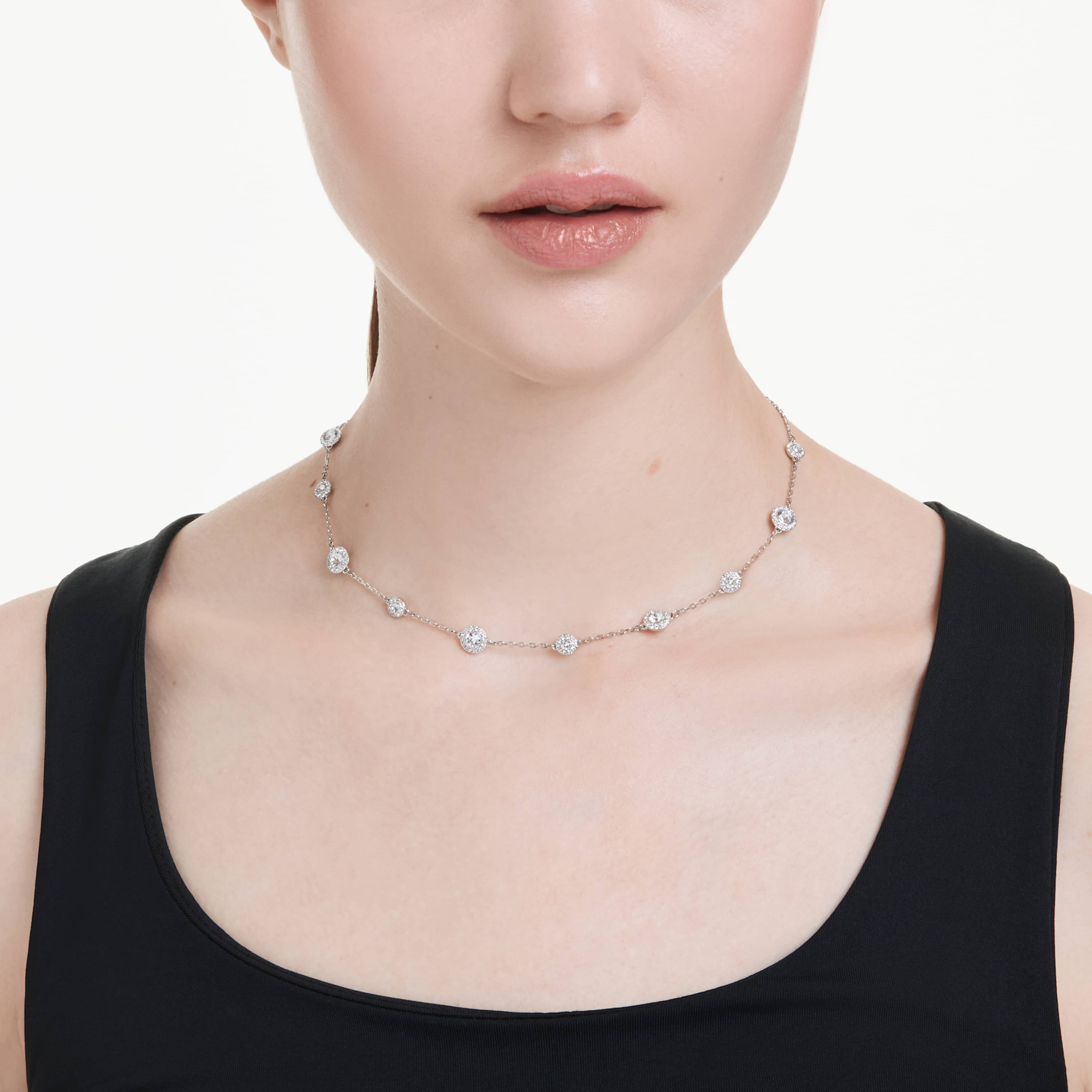 Una Angelic necklace Round cut, Double sided motifs, White, Rhodium plated - Image 8
