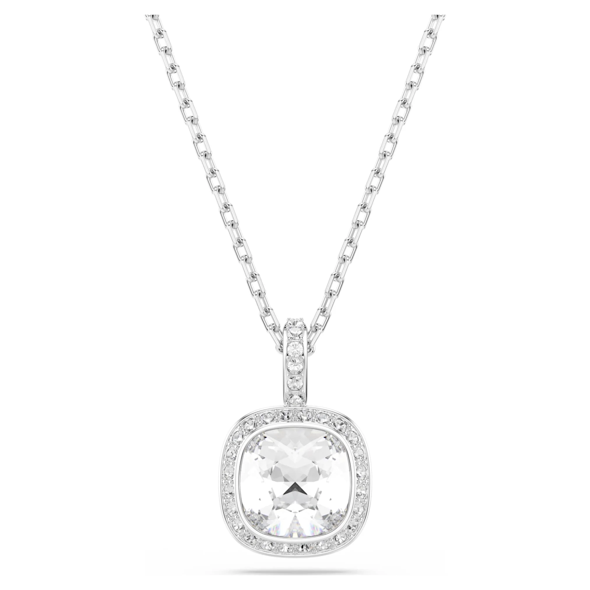 Una Angelic pendant Cushion cut, White, Rhodium plated