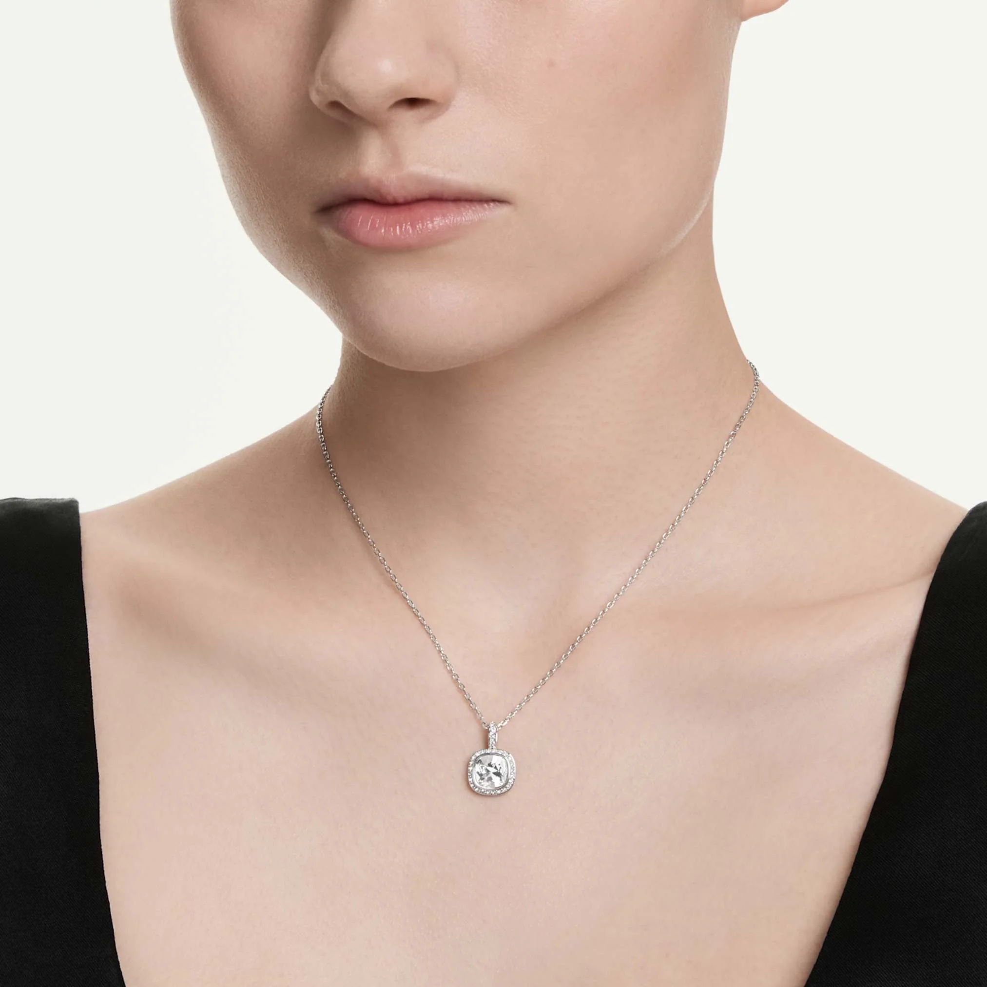 Una Angelic pendant Cushion cut, White, Rhodium plated - Image 6