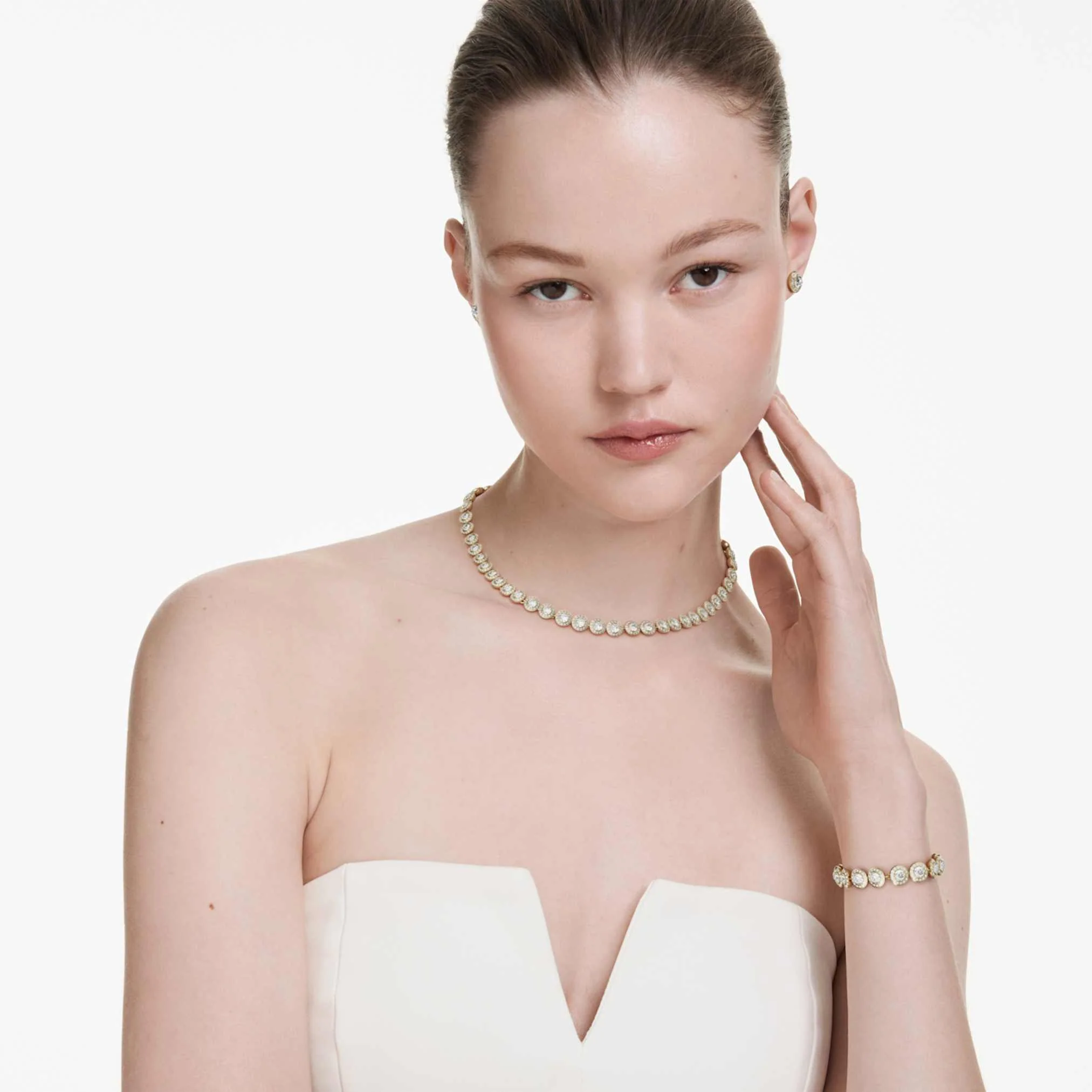 Una Angelic set Set (3), Round cut, White, Gold-tone plated - Image 7