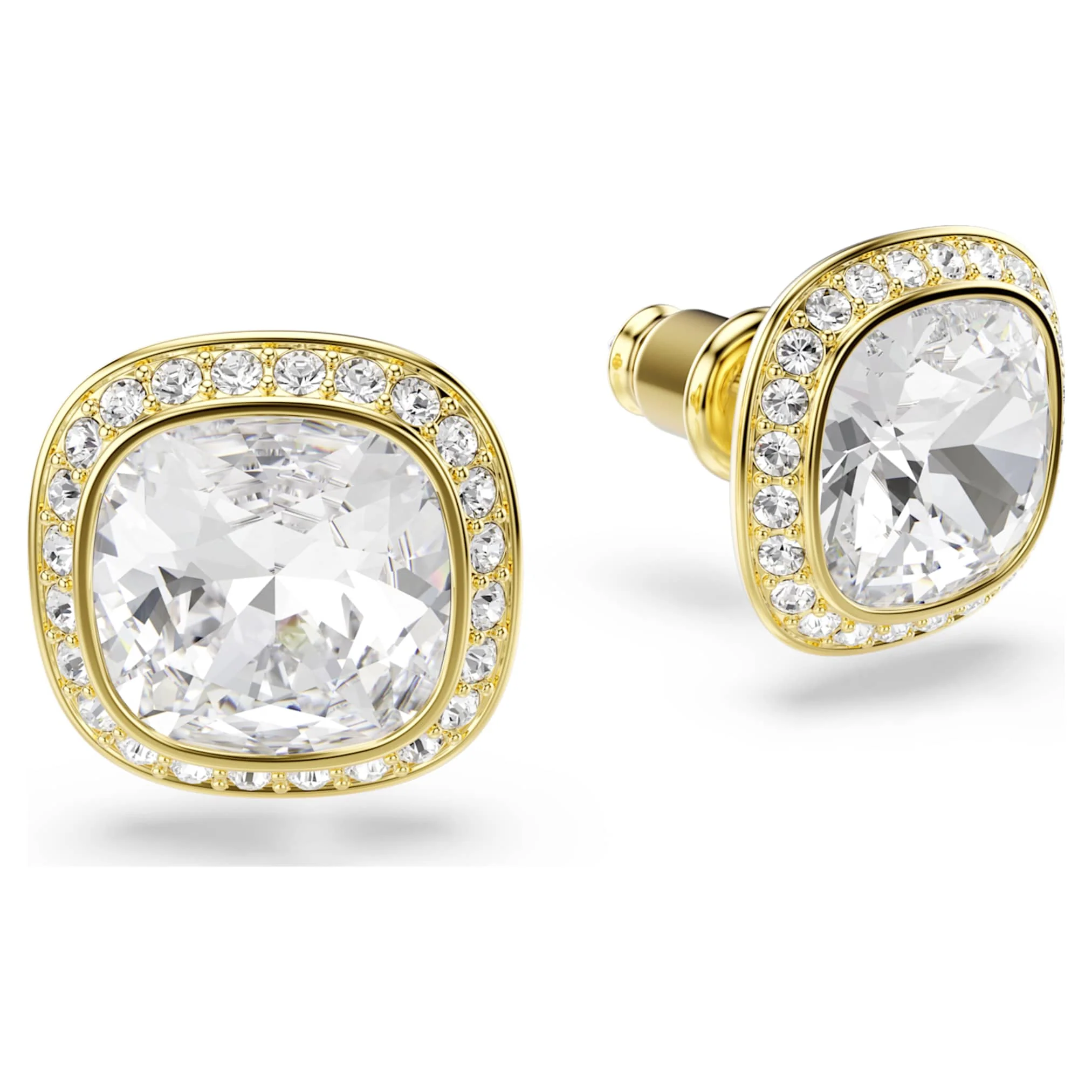 Una Angelic stud earrings Cushion cut, White, 18K gold finish - Image 3