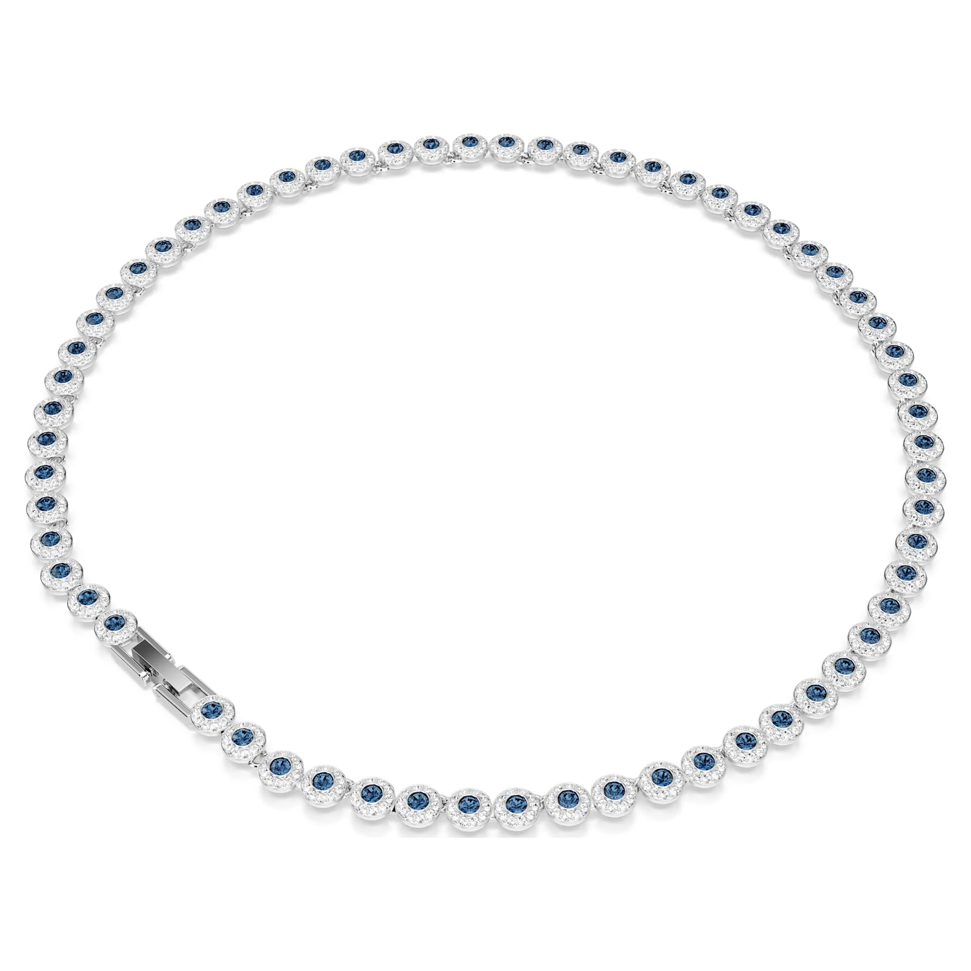 Una Angelic Tennis necklace Round cut, Blue, Rhodium plated - Image 5