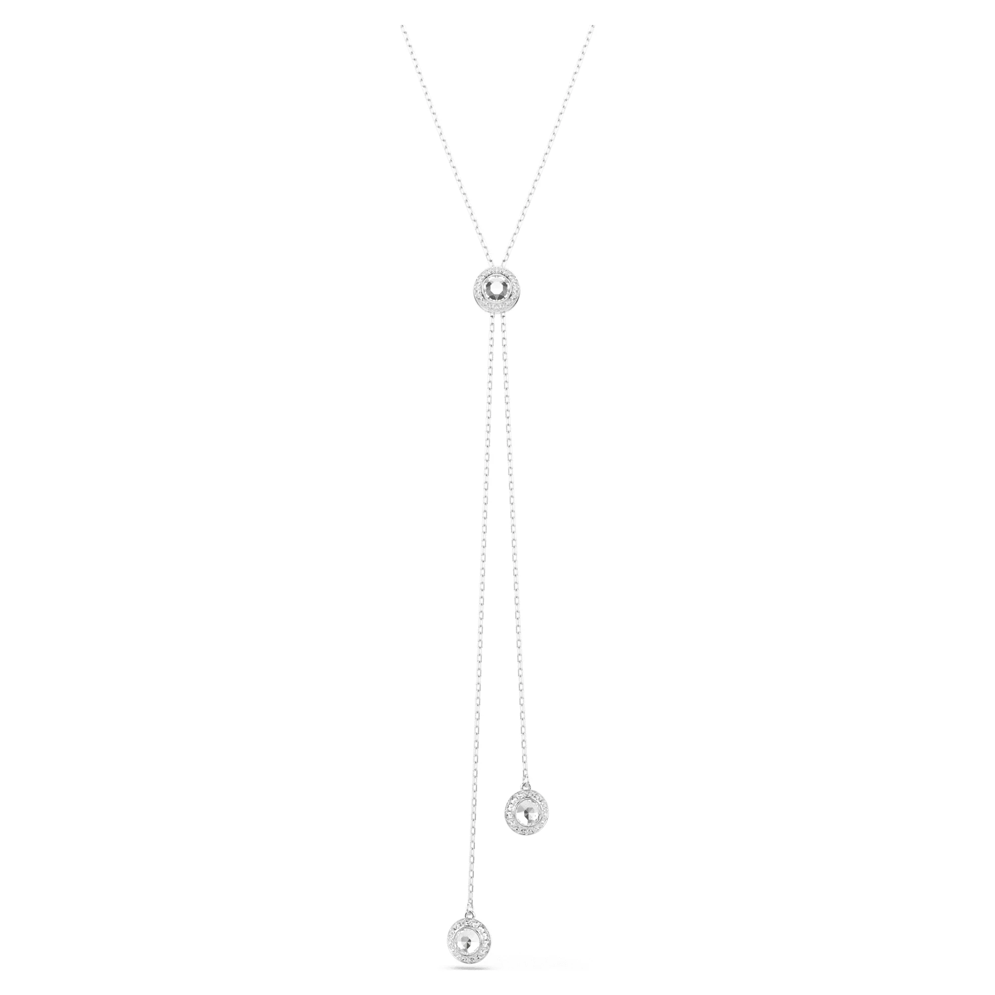 Una Angelic Y pendant Round cut, White, Rhodium plated