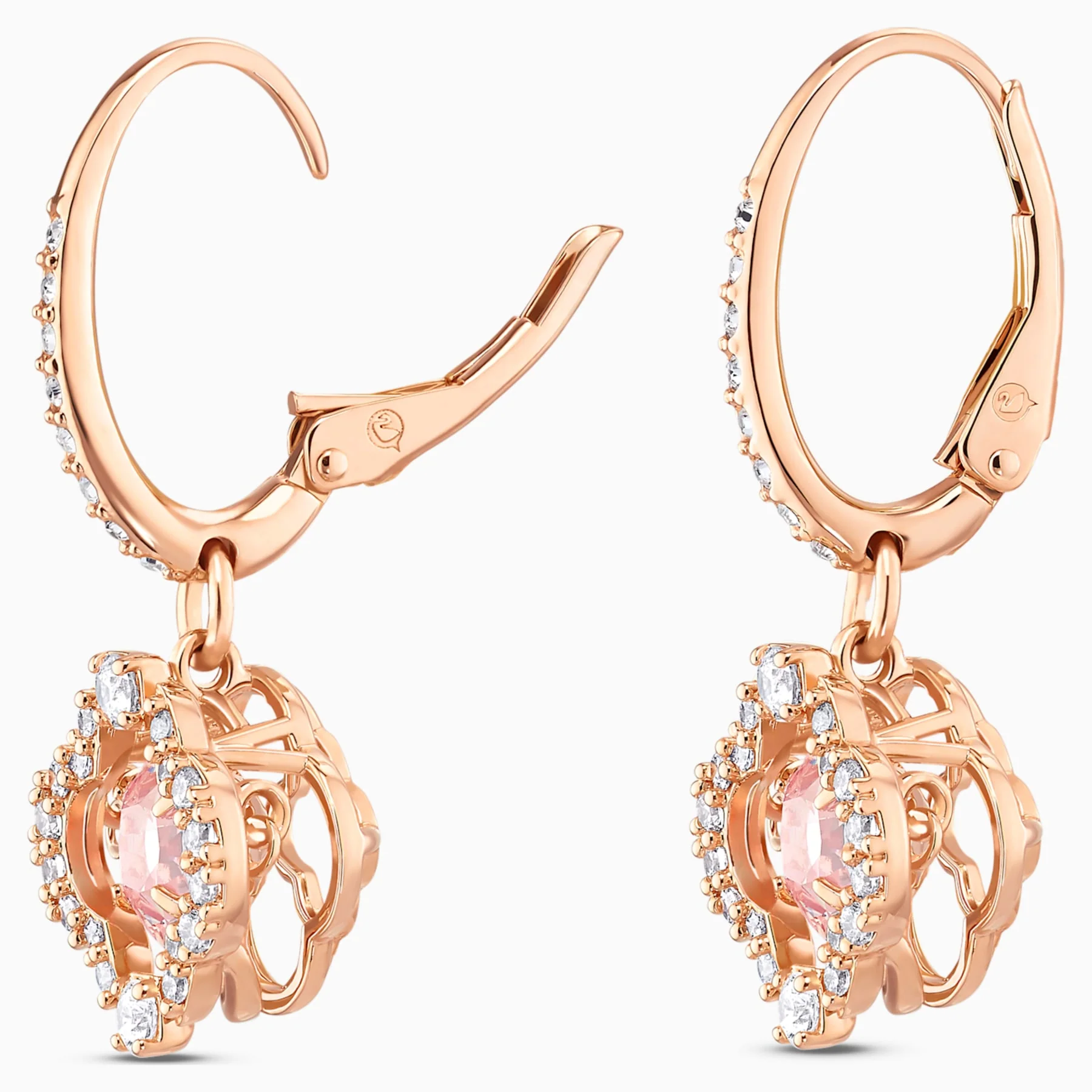 Una drop earrings Clover, Pink, Rose gold-tone plated - Image 3