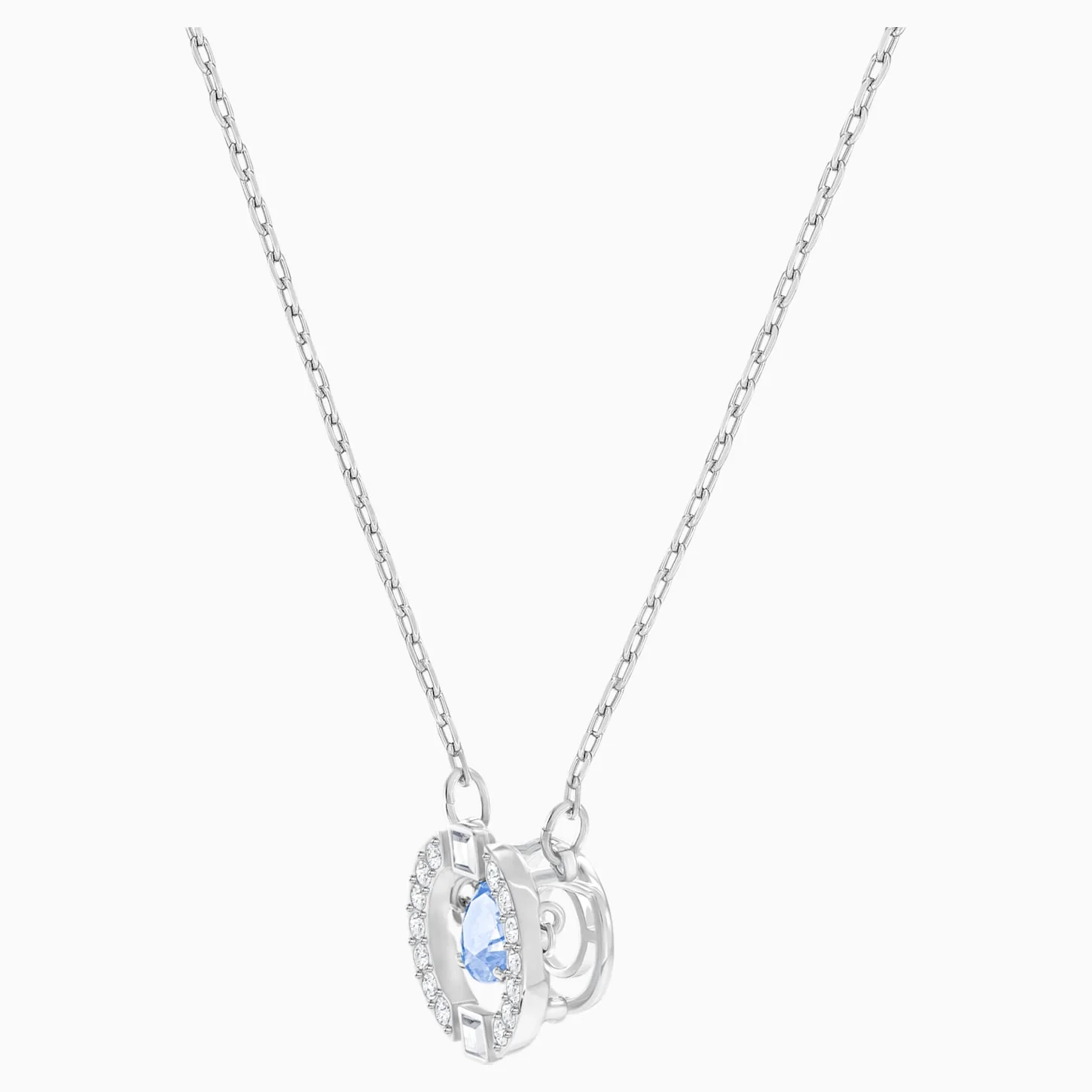 Una necklace Round cut, Blue, Rhodium plated - Image 3