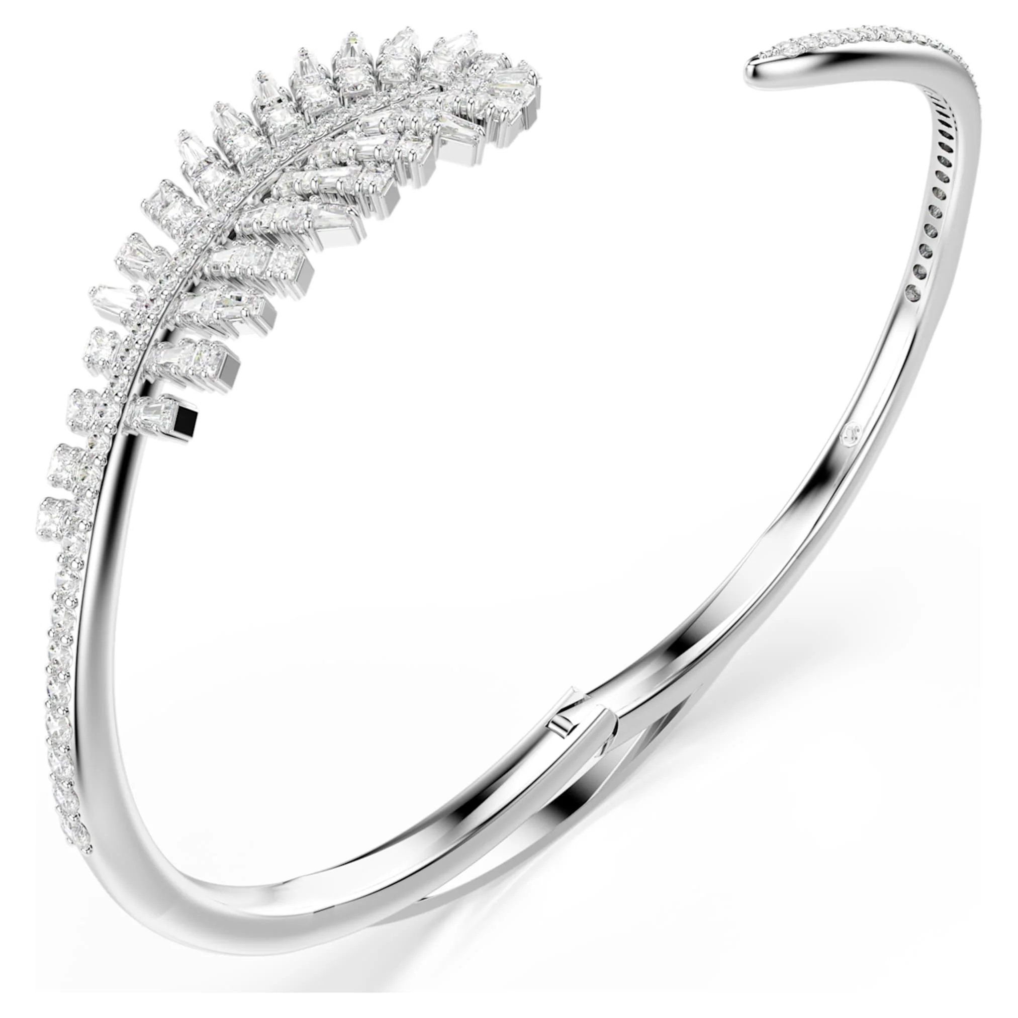 Vienna bangle Mixed cuts, Feather, White, Rhodium plated - Image 3