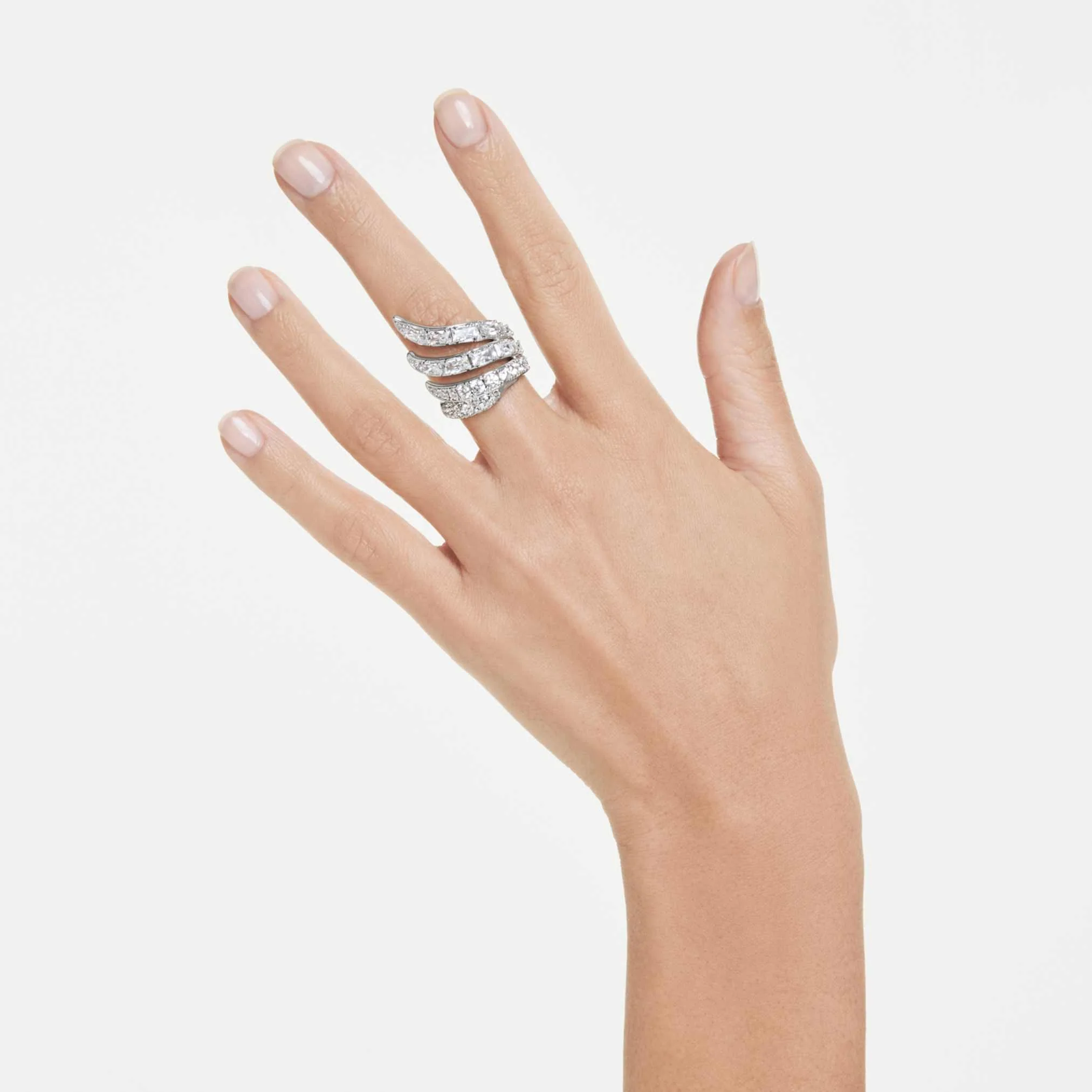 Vienna cocktail ring Mixed cuts, Swan, White, Rhodium plated - Image 5