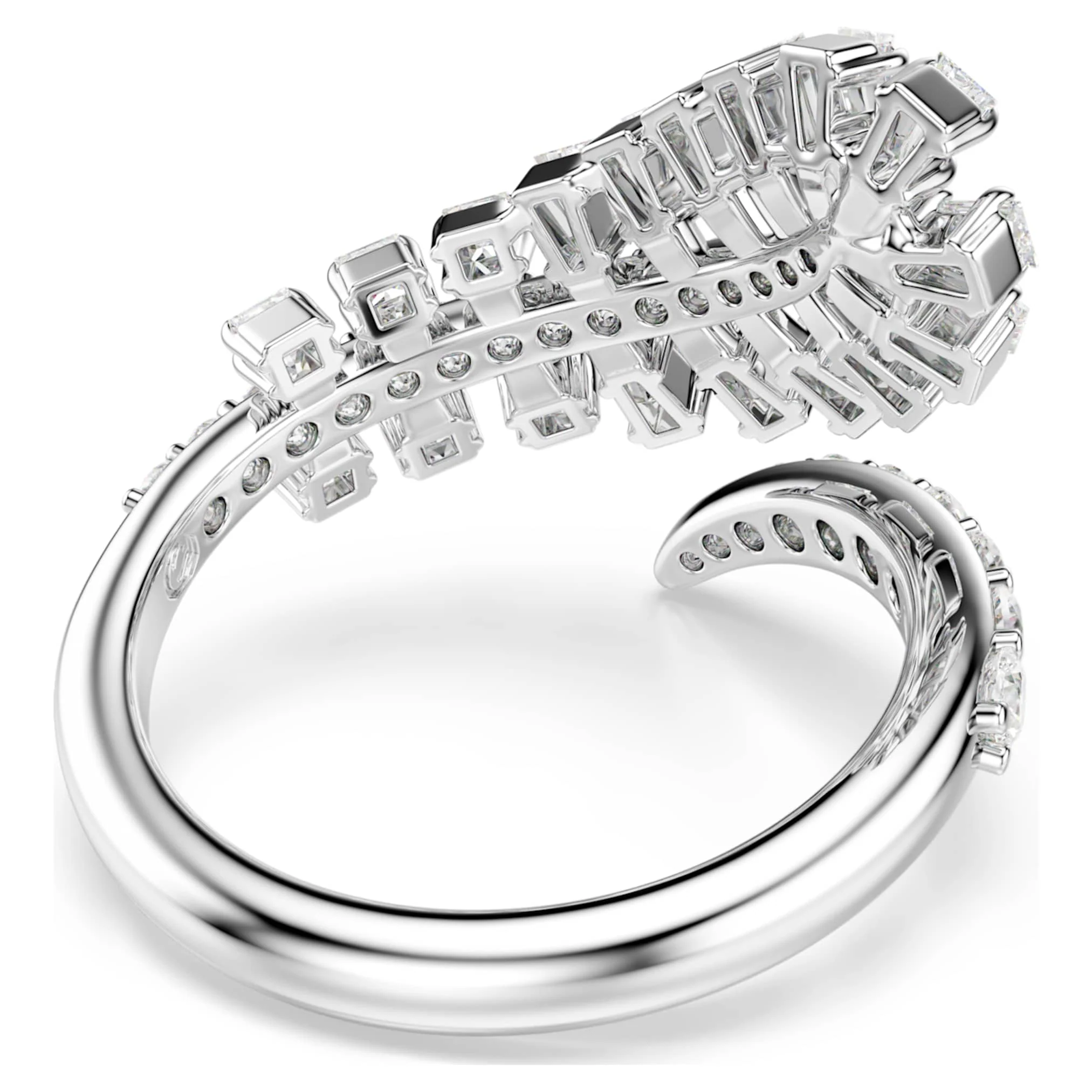 Vienna open ring Mixed cuts, Feather, White, Rhodium plated - Image 4