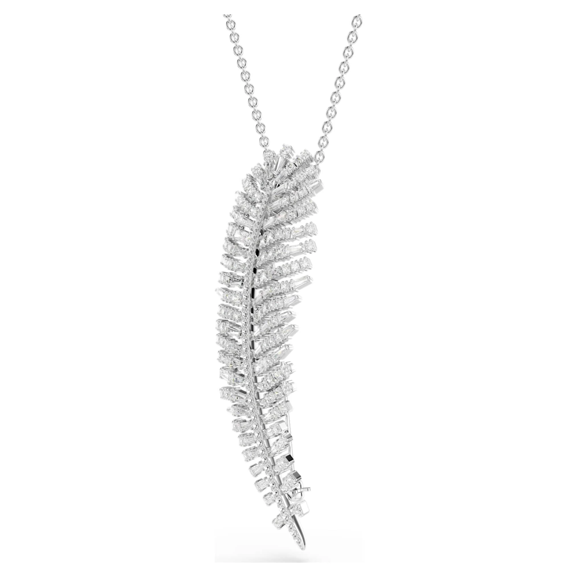 Vienna pendant and brooch Mixed cuts, Feather, White, Rhodium plated - Image 3