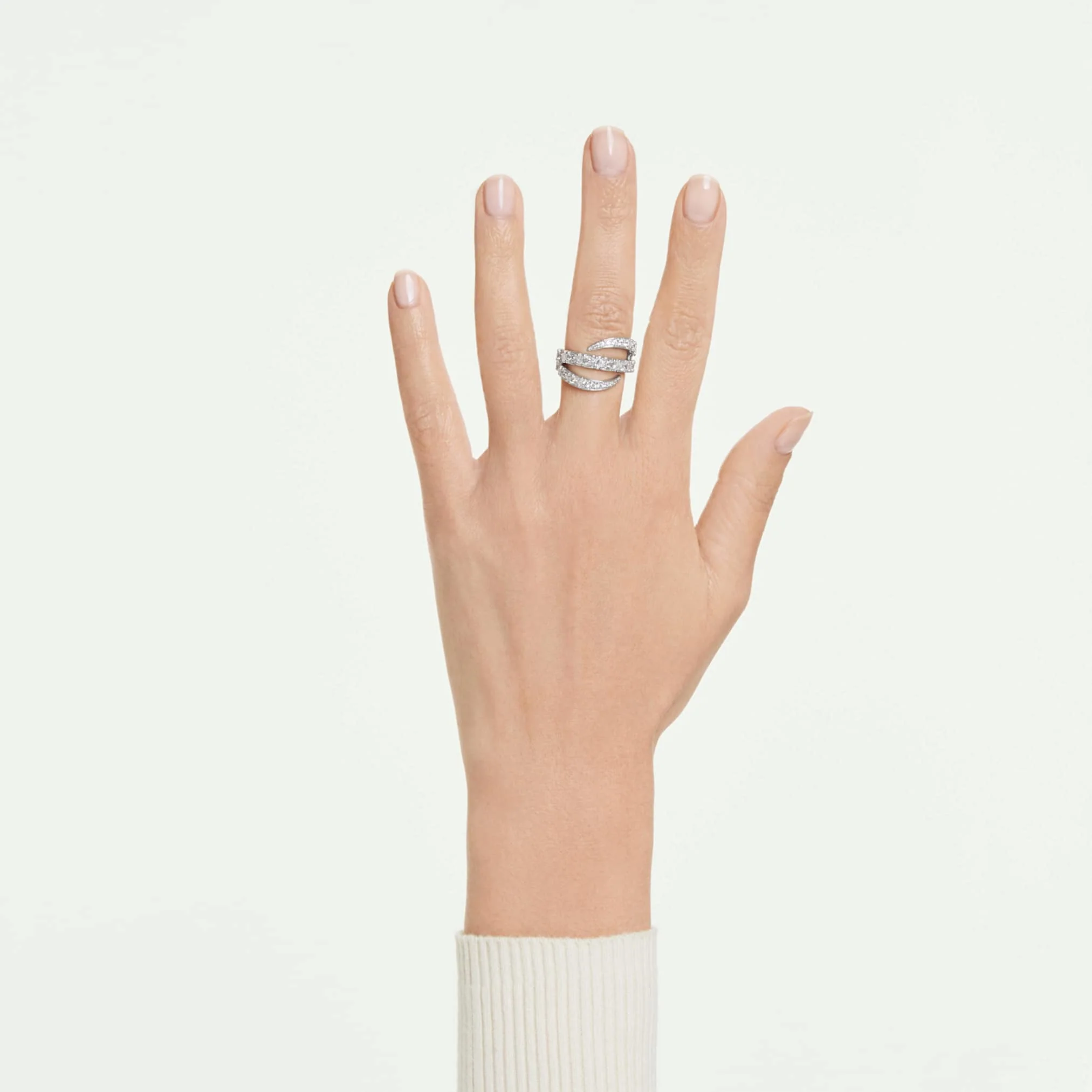 Vienna ring Mixed cuts, Swan, White, Rhodium plated - Image 5