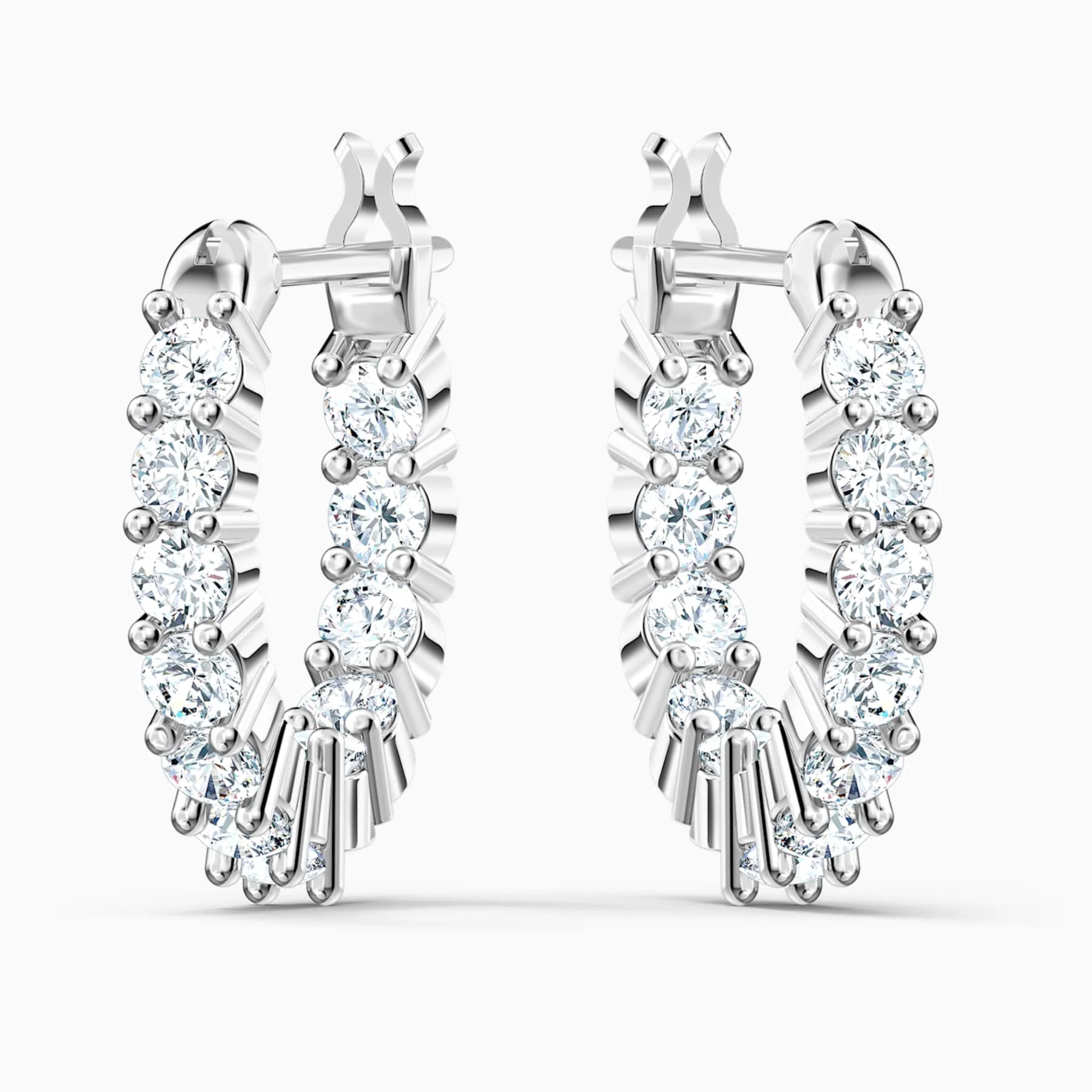 Vittore hoop earrings Round cut, White, Rhodium plated - Image 2