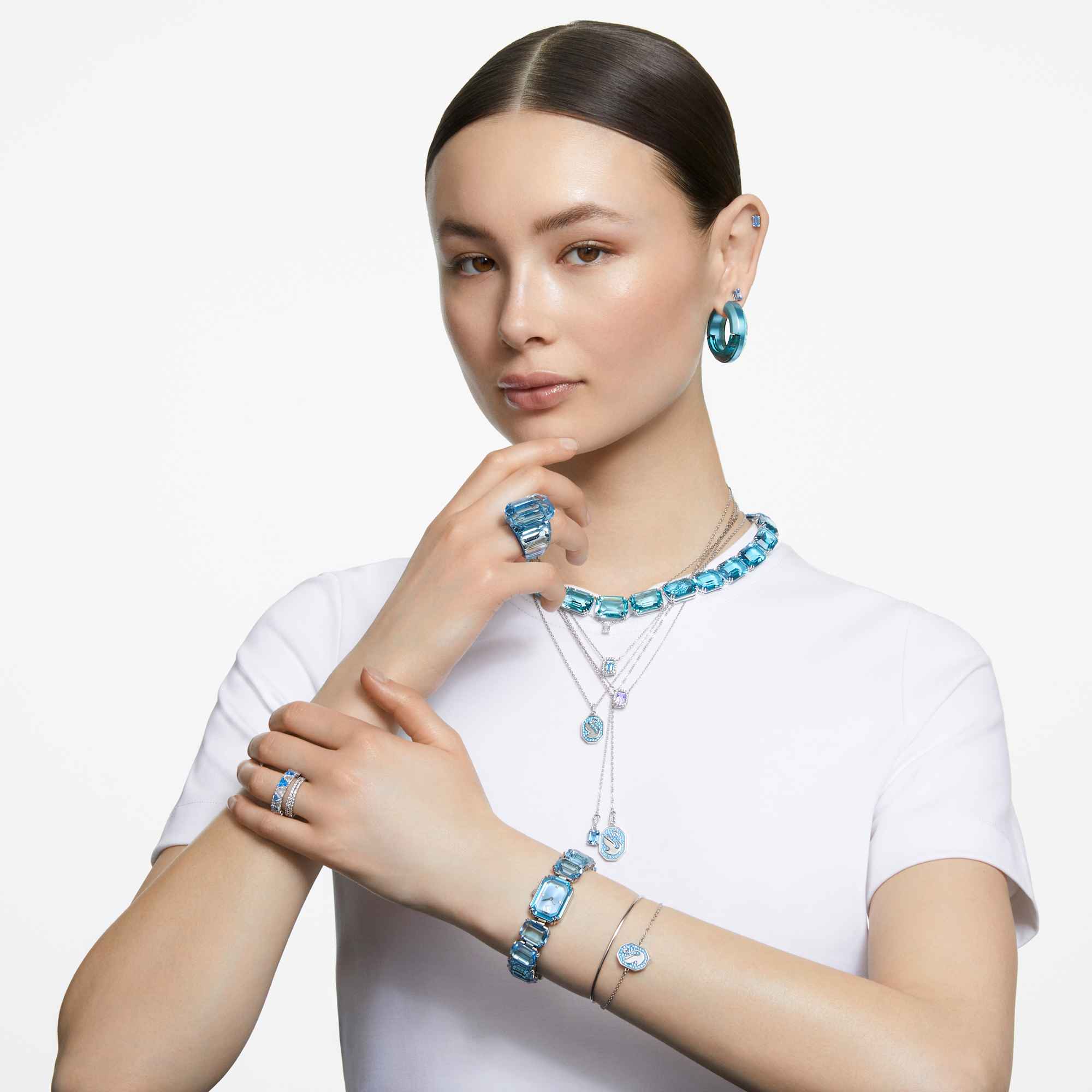 Watch Octagon cut bracelet, Blue, Stainless steel - Image 9