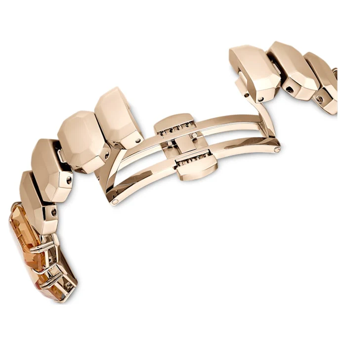 Watch Octagon cut bracelet, Brown, Champagne gold-tone finish - Image 6