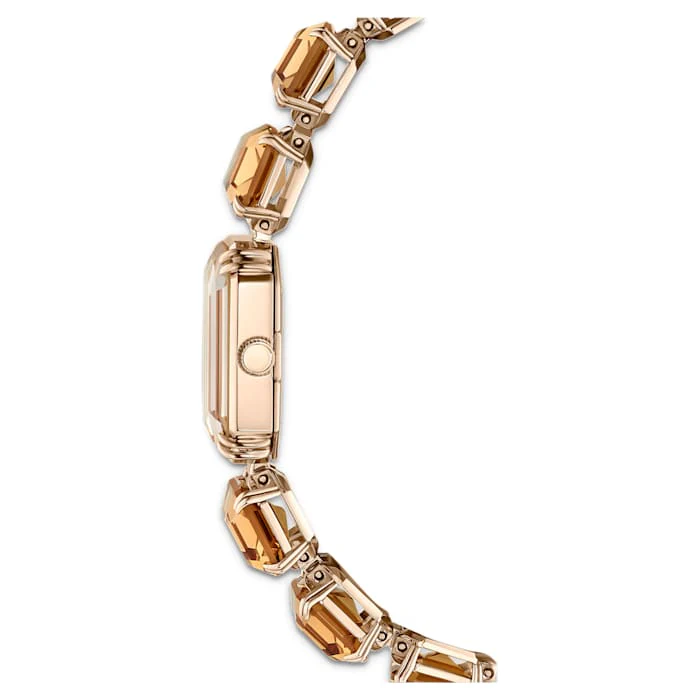 Watch Octagon cut bracelet, Brown, Champagne gold-tone finish - Image 7
