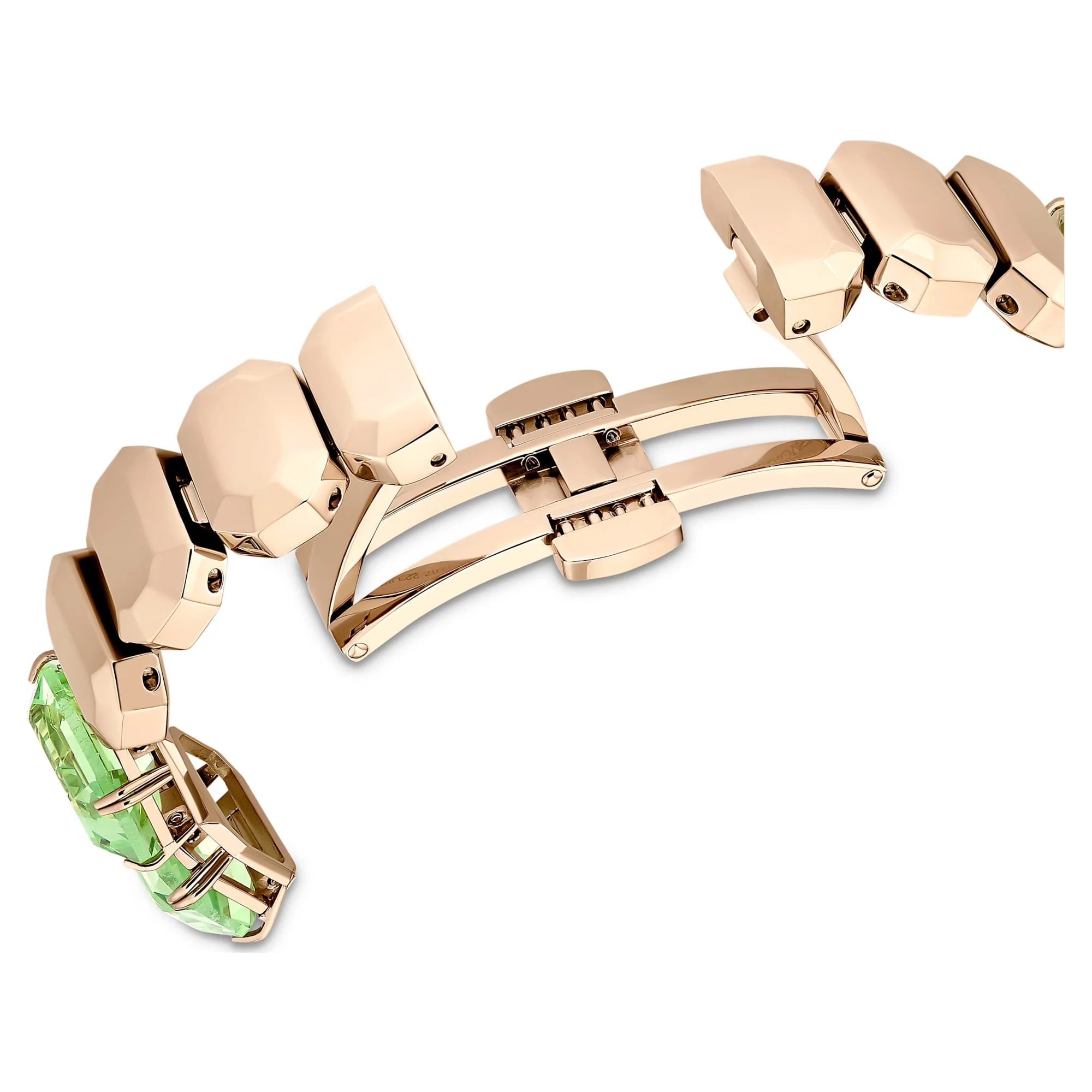 Watch Octagon cut bracelet, Green, Champagne gold-tone finish - Image 6