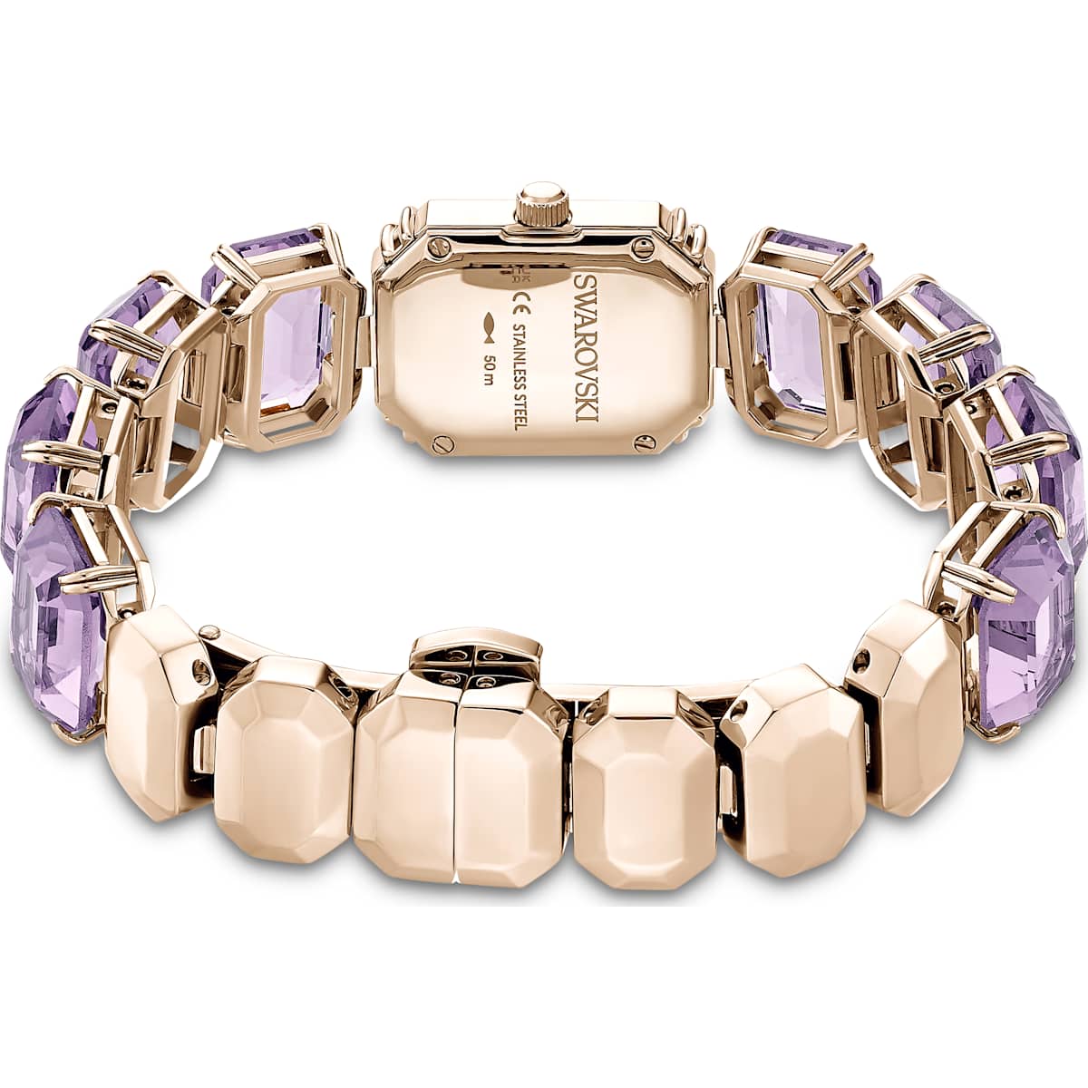 Watch Octagon cut bracelet, Purple, Champagne gold-tone finish - Image 3