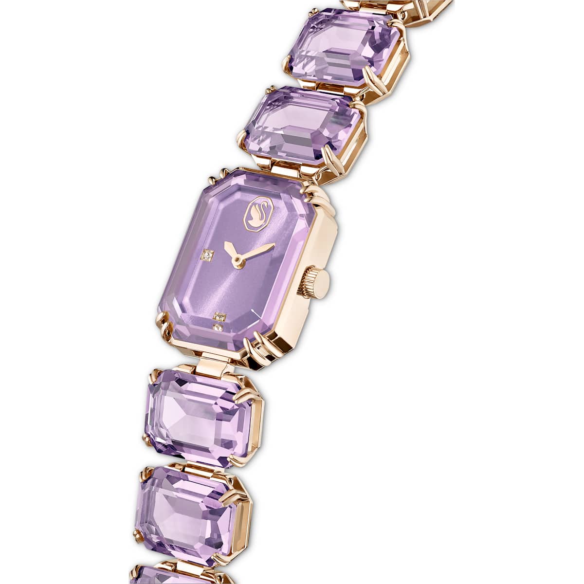 Watch Octagon cut bracelet, Purple, Champagne gold-tone finish - Image 4