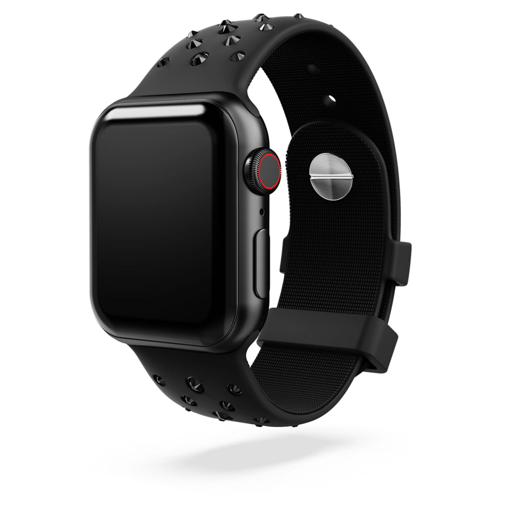 Watch strap Silicone with stitching, Black, Stainless steel - Image 3