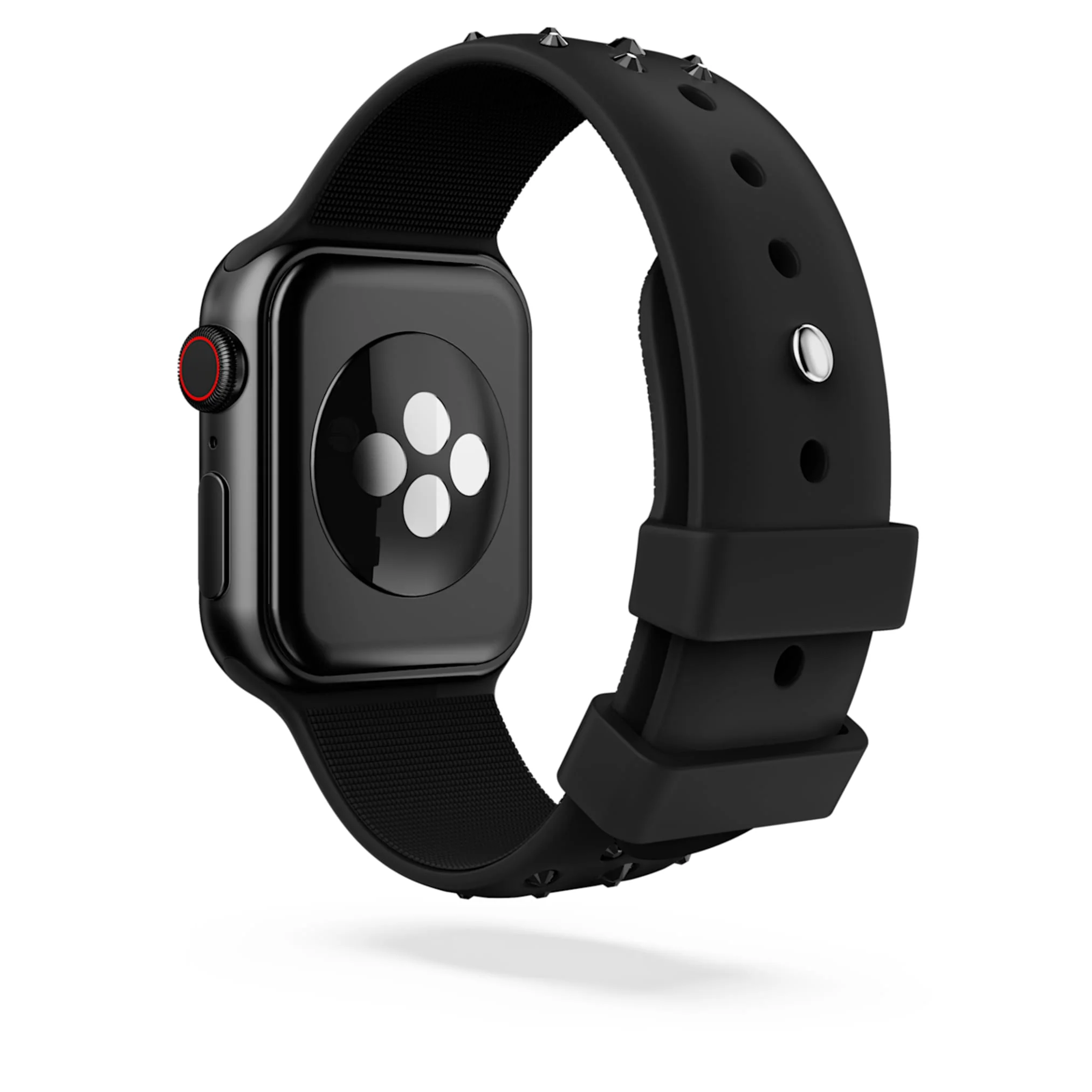 Watch strap Silicone with stitching, Black, Stainless steel - Image 6