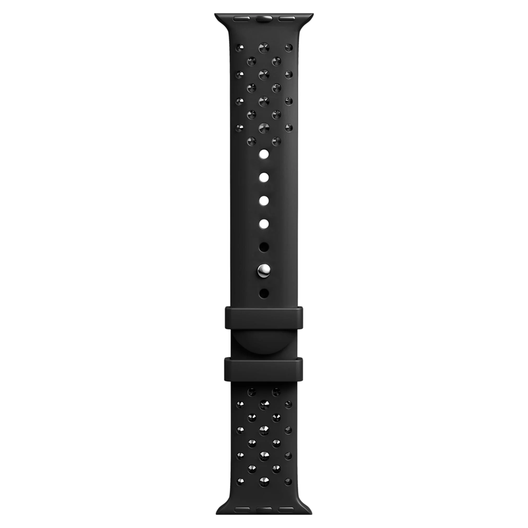 Watch strap Silicone with stitching, Black, Stainless steel - Image 7
