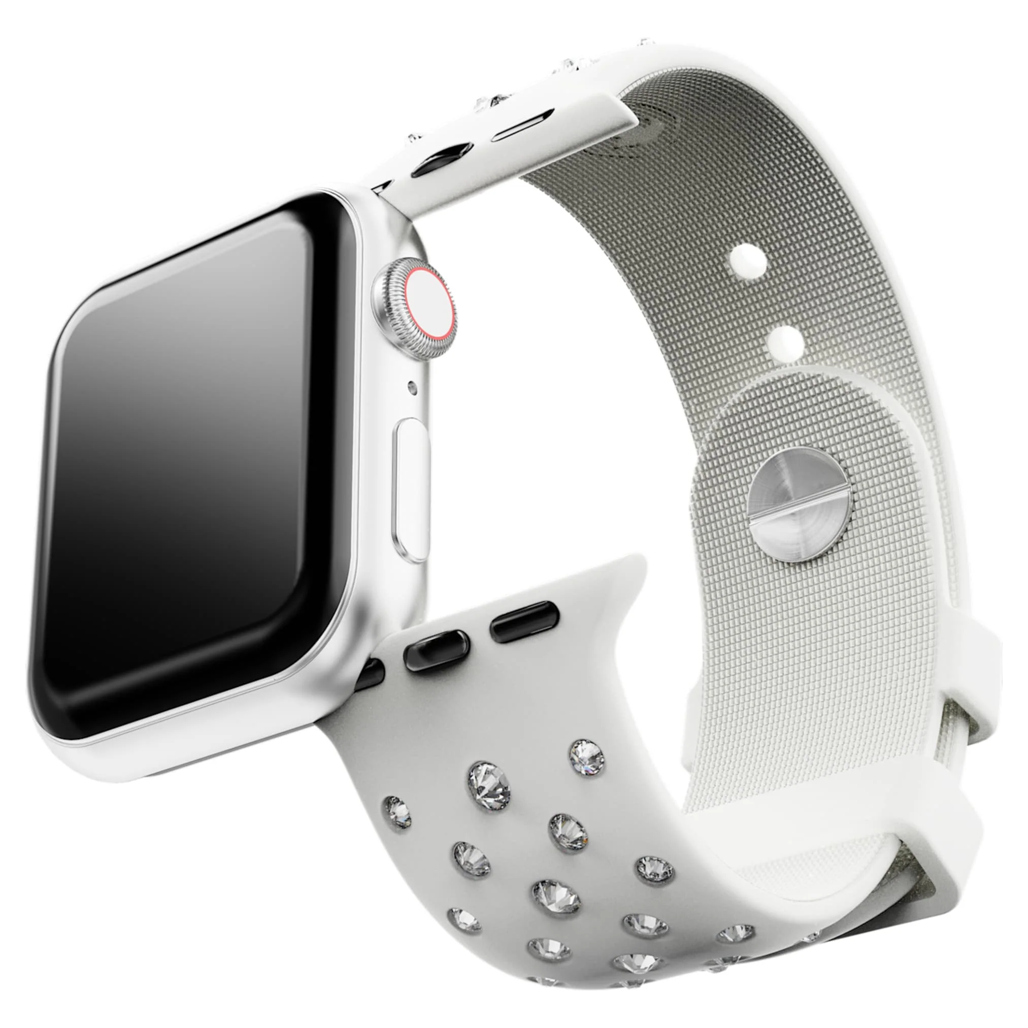 Watch strap Silicone with stitching, Gray, Stainless steel - Image 3